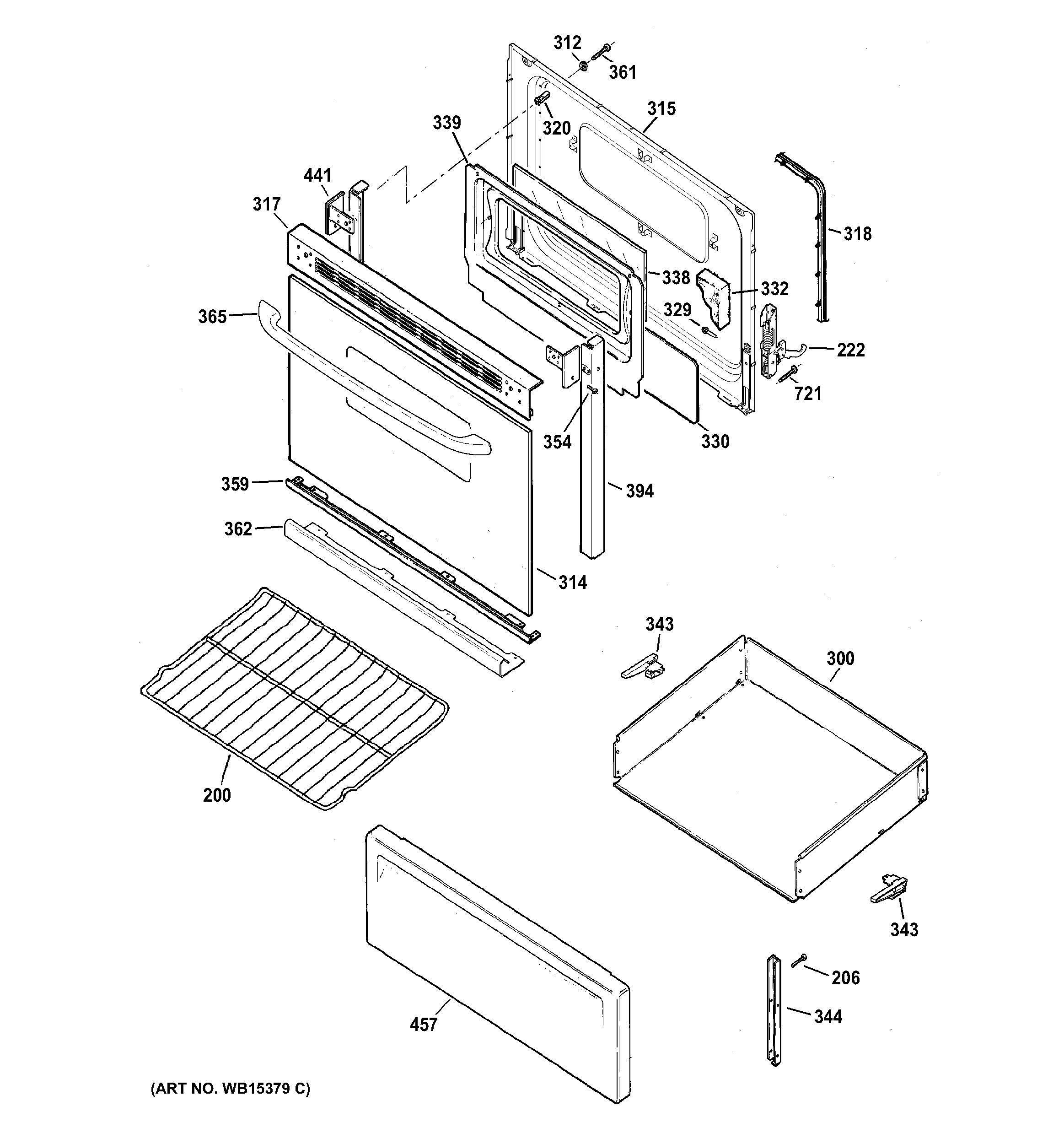 GE JBS27DF1WW door & drawer parts diagram