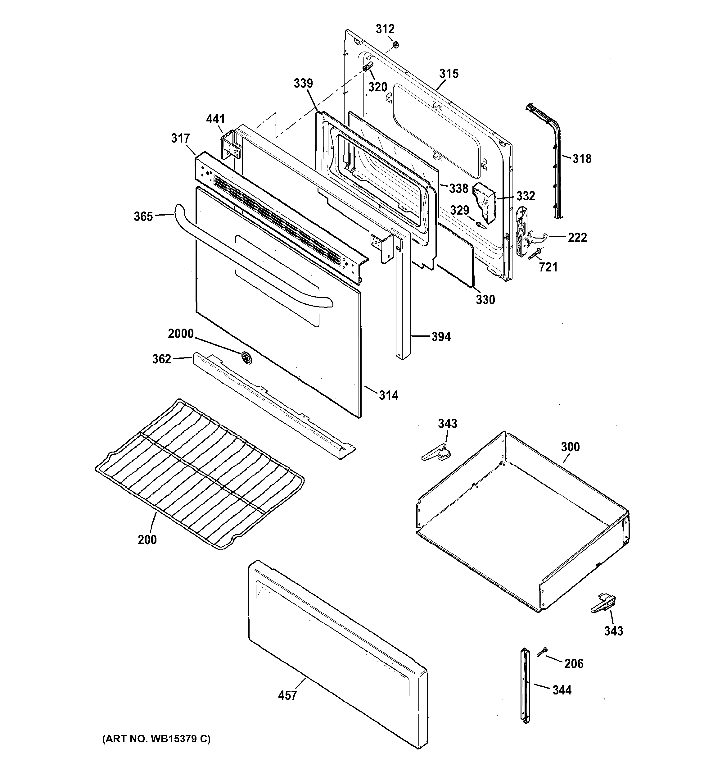 GE JBS27RF1SS door & drawer parts diagram