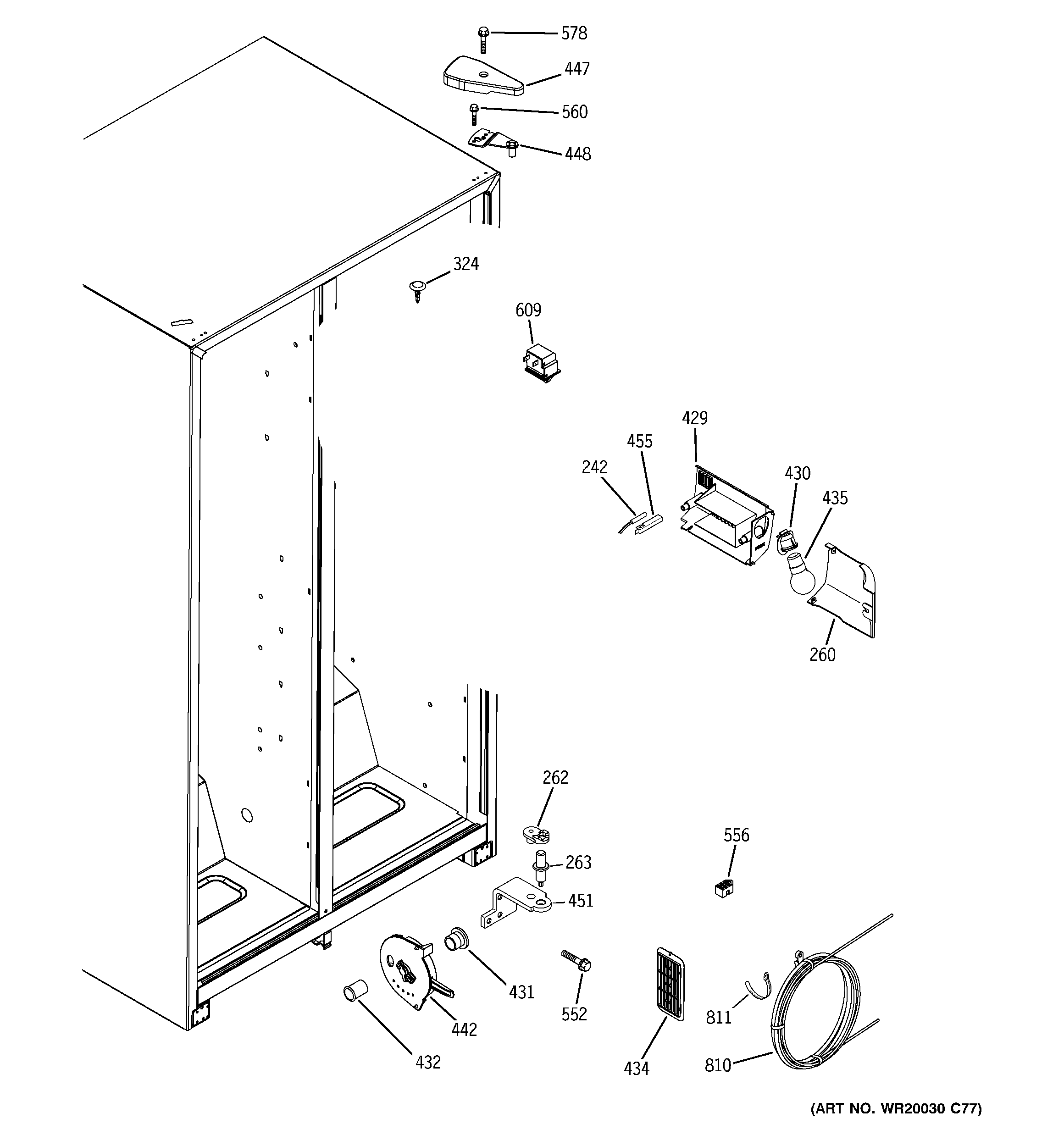 GE GSS20GEWCCC fresh food section diagram