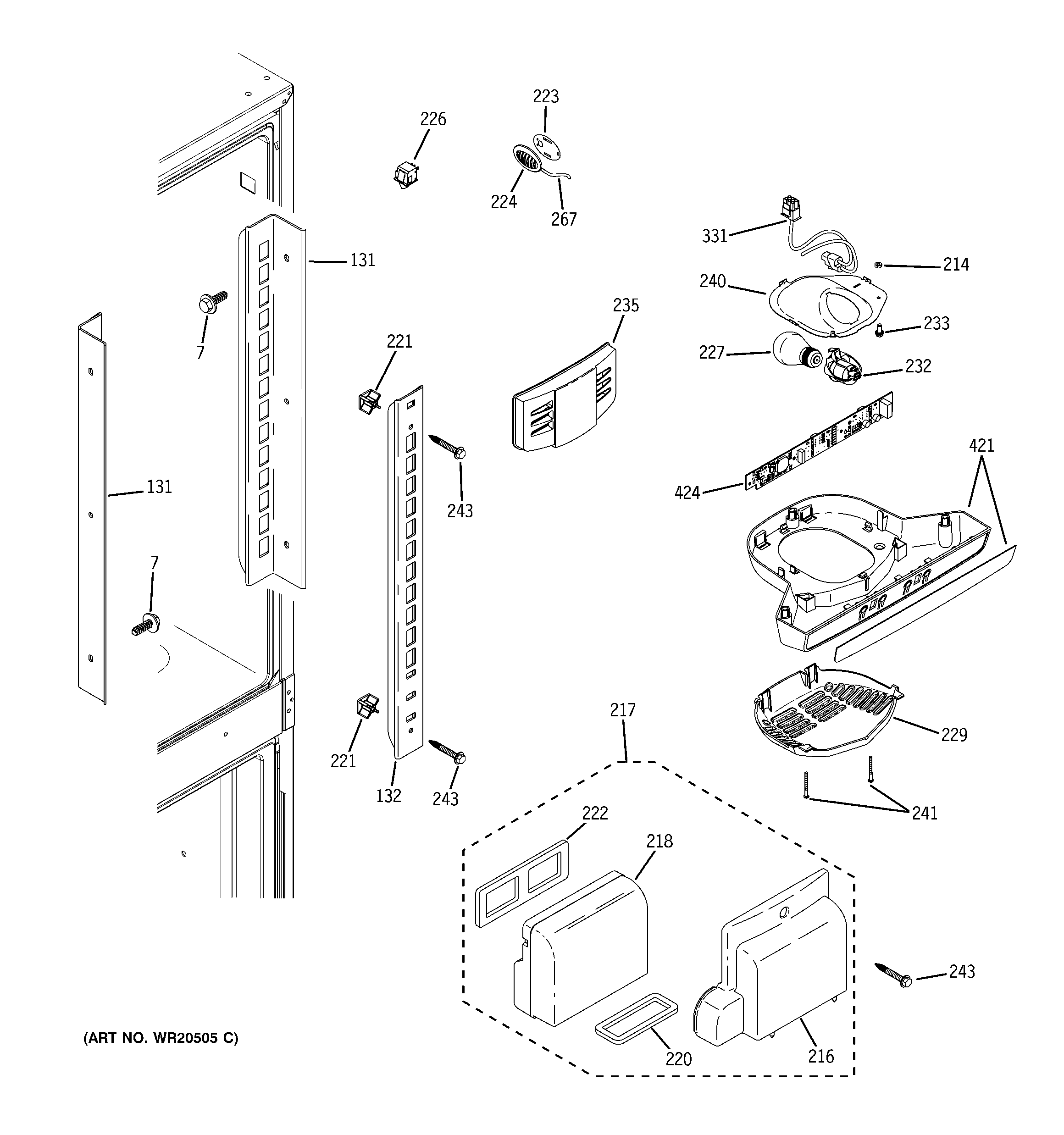 GE GDE20ETEBRBB fresh food section diagram