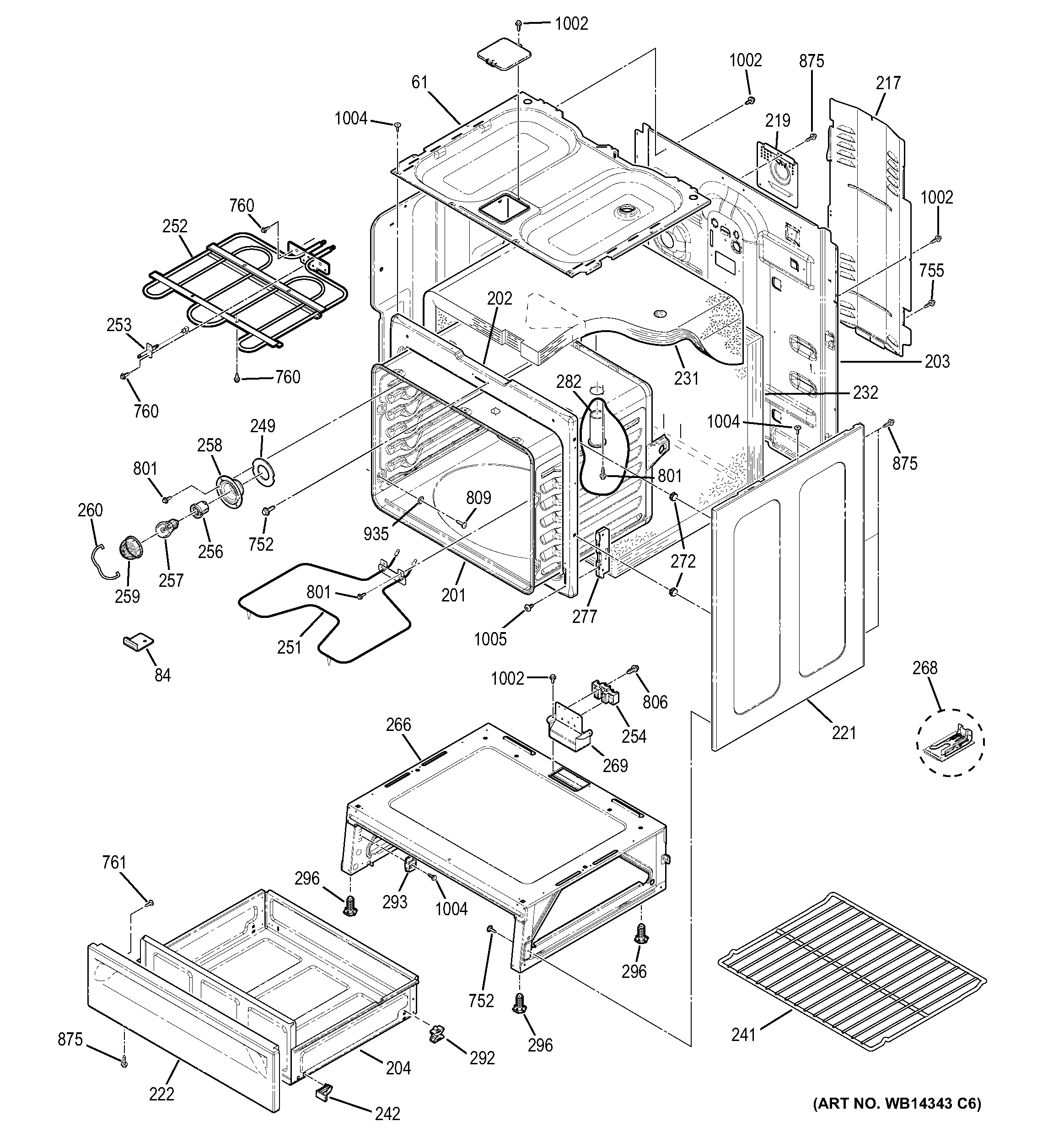 GE JB250DF1WW body parts diagram