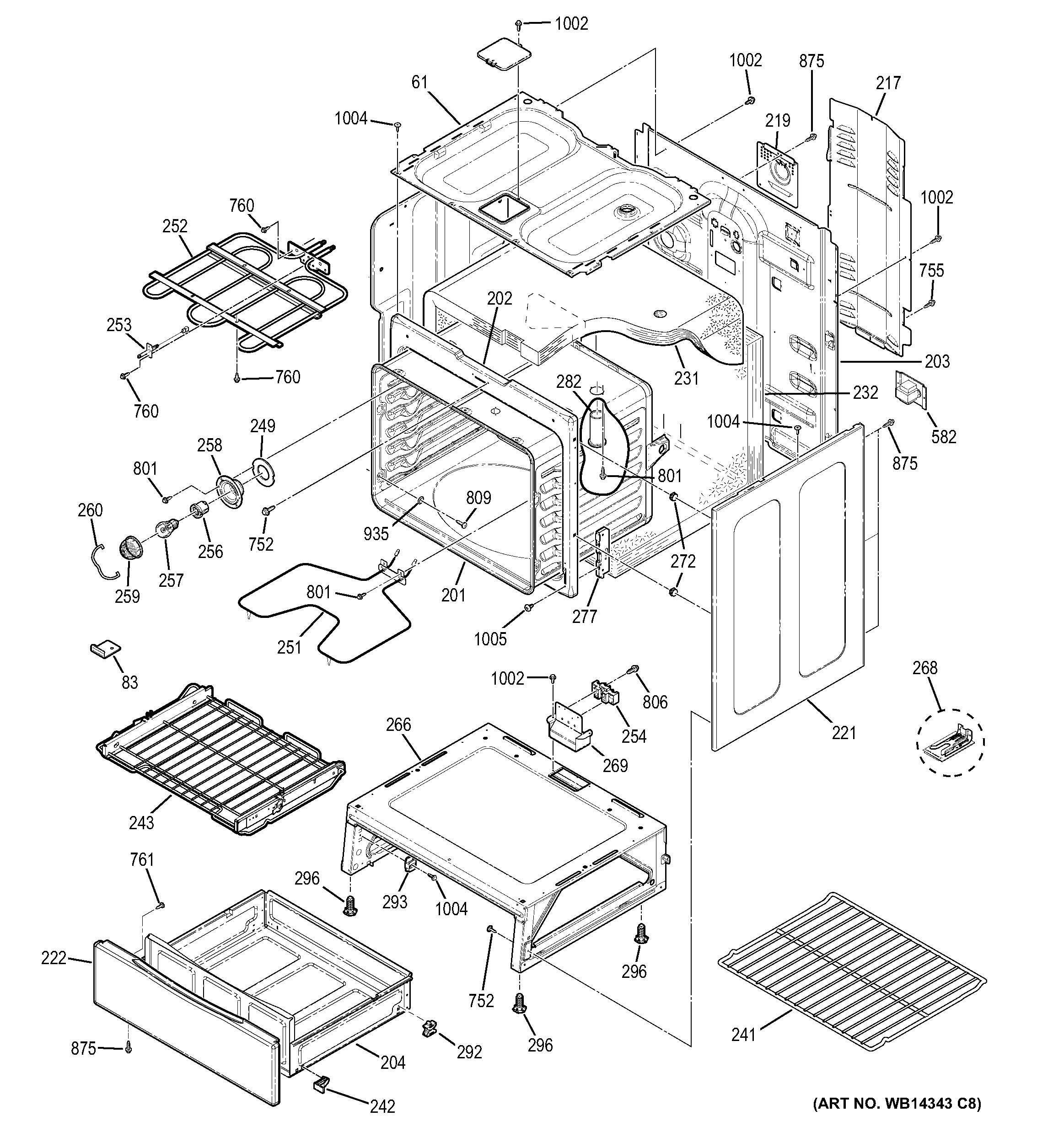 GE JB350DF1BB body parts diagram