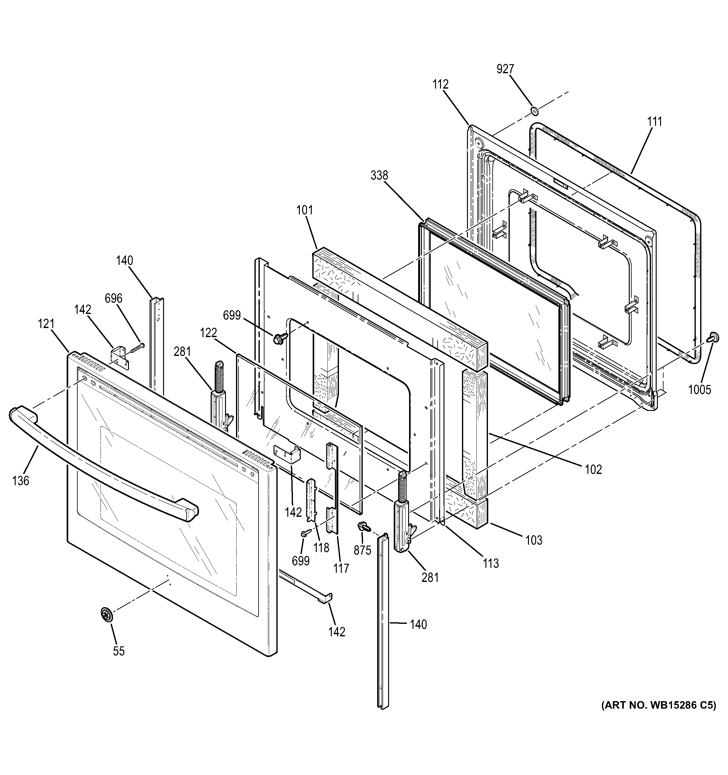 GE JB350RF1SS door diagram