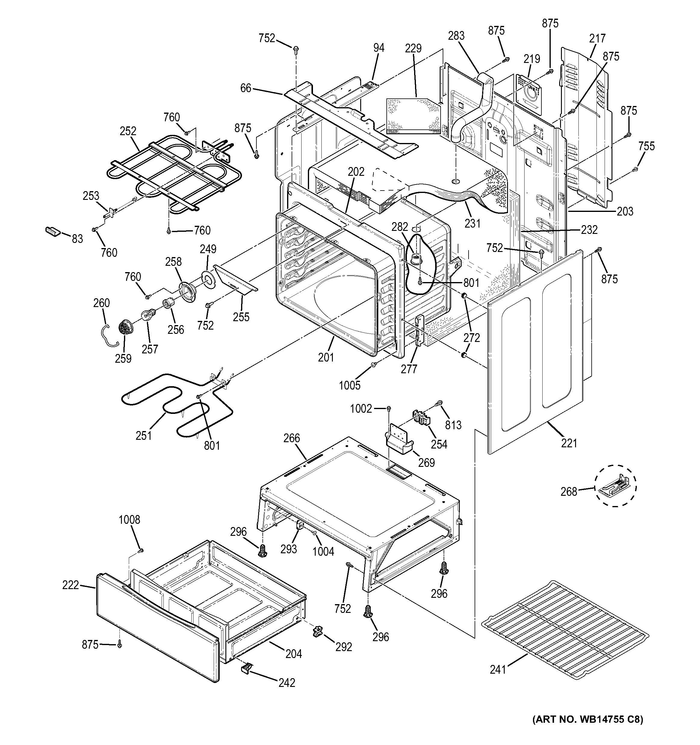 GE JB620GF1SA body parts diagram