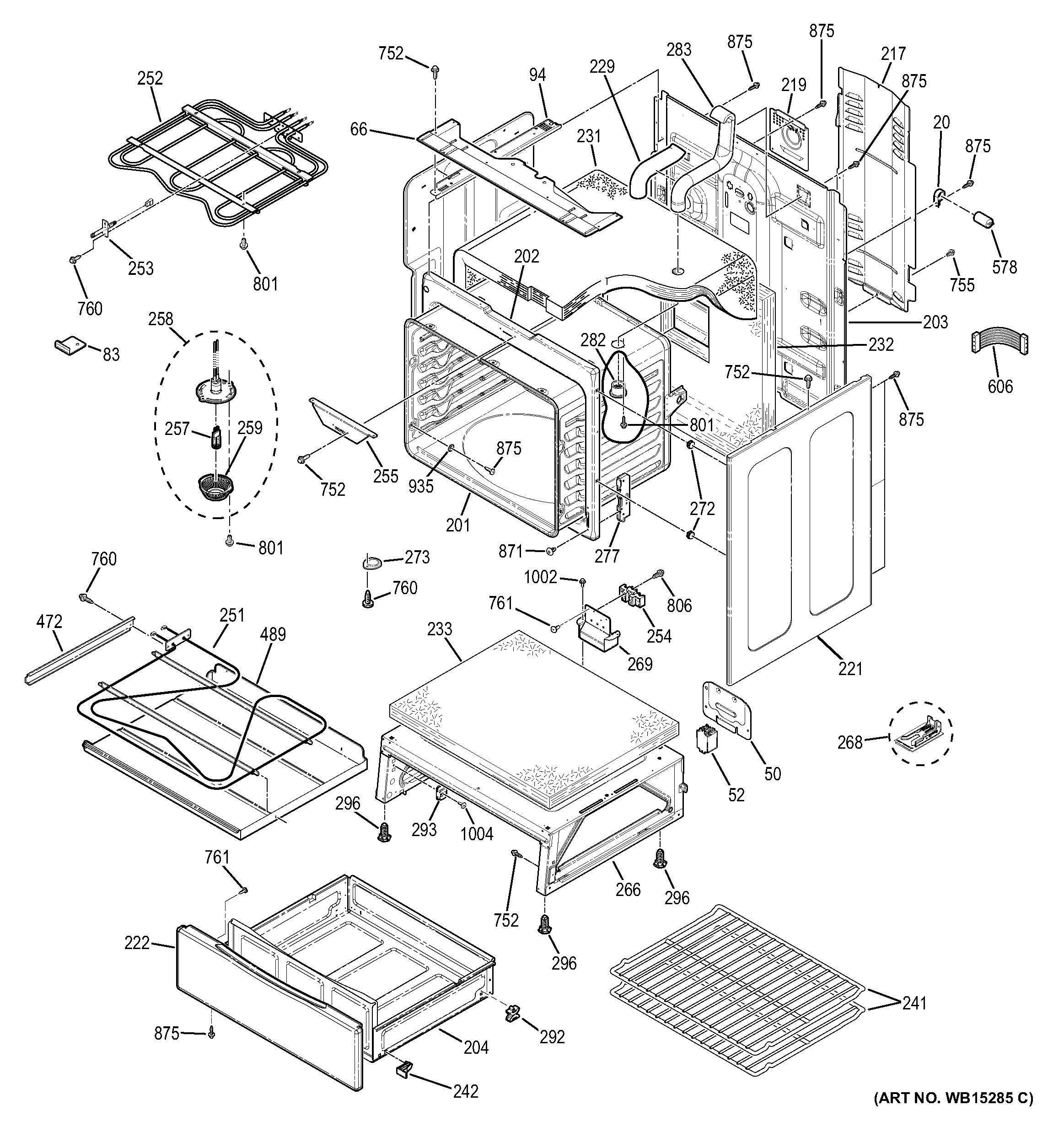 GE JB745DF1WW body parts diagram