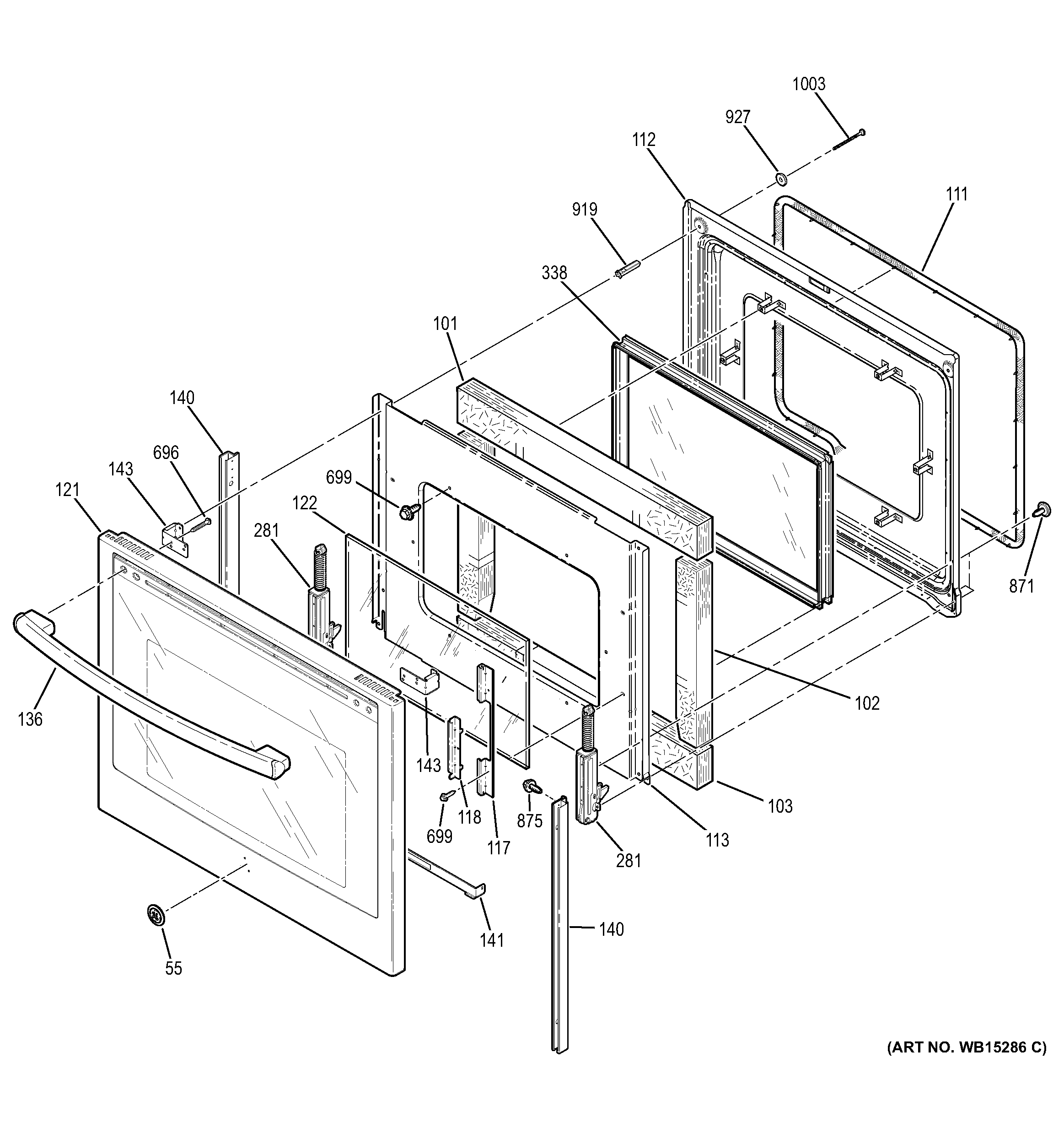GE JB745DF1WW door diagram