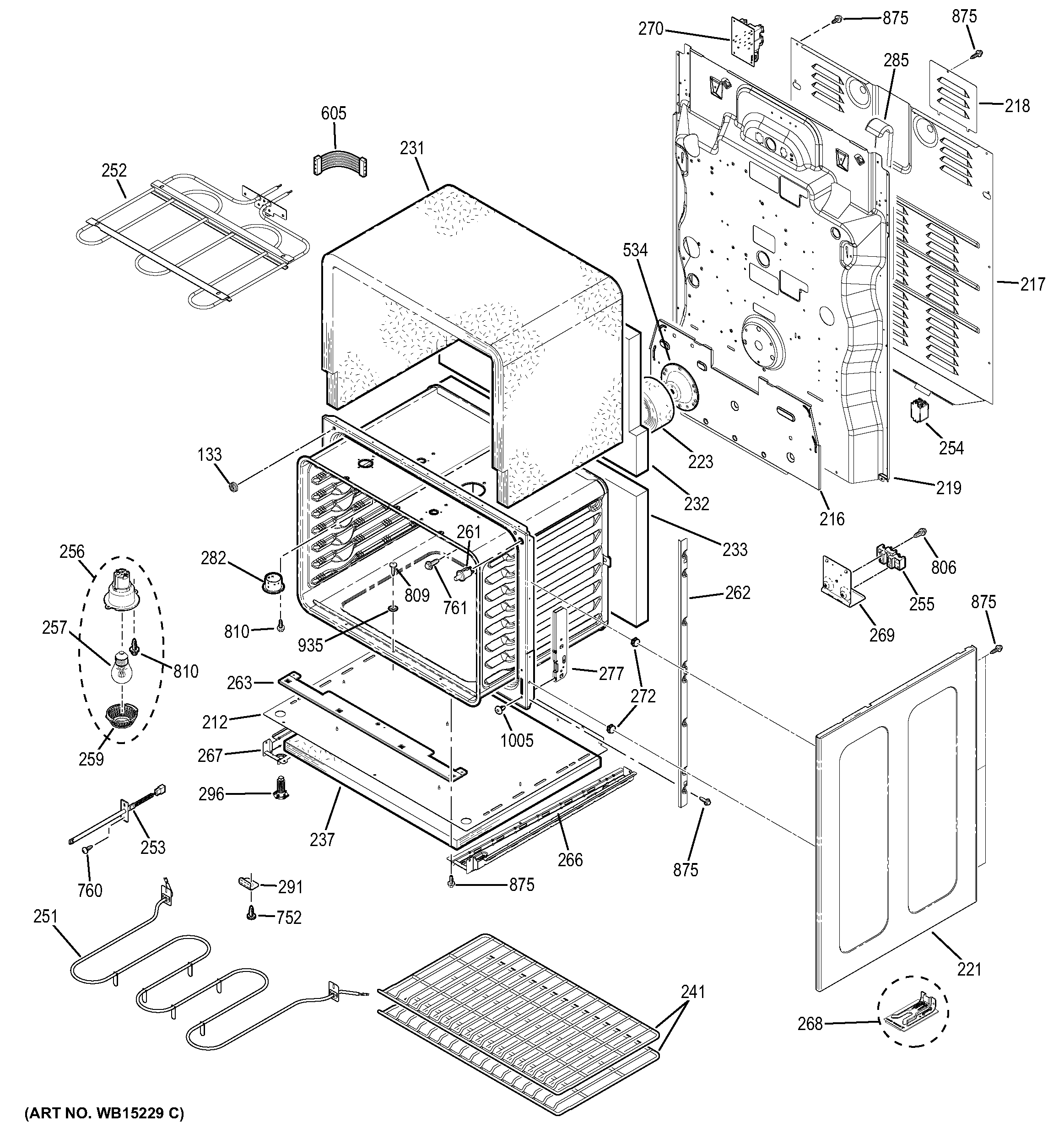 GE JB850DF1WW lower oven diagram