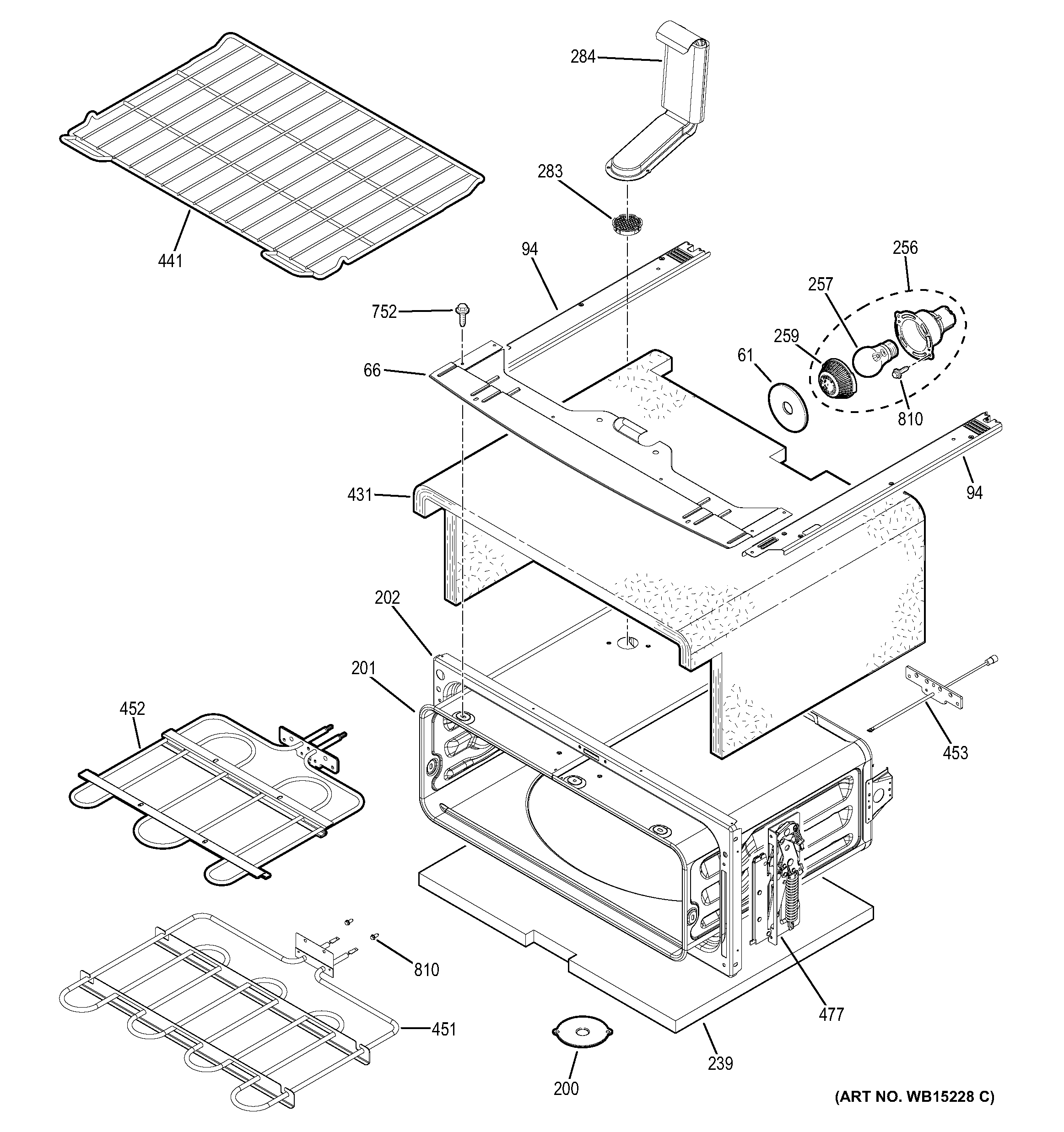 GE JB850EF1ES upper oven diagram