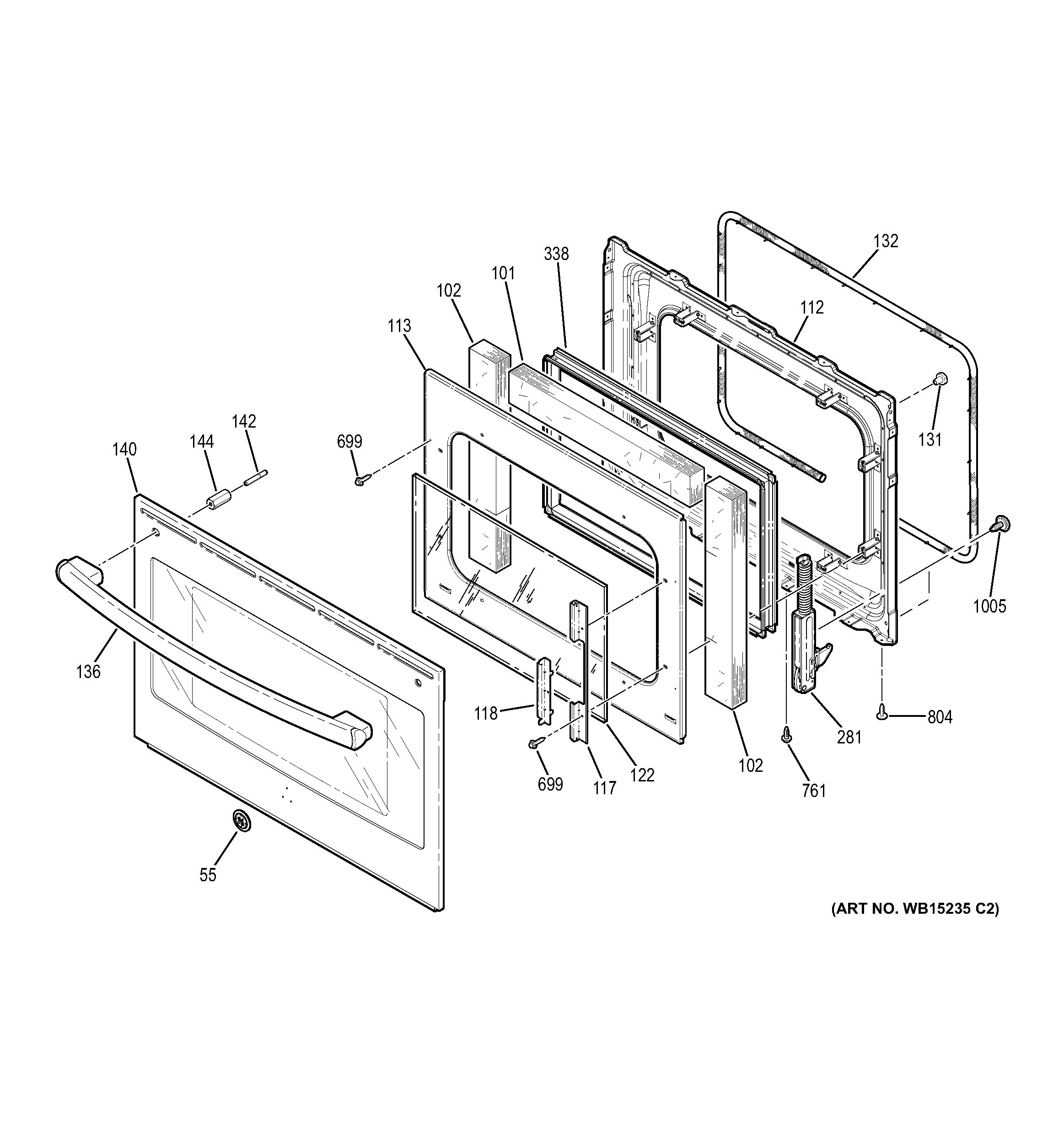 GE JD630SF1SS door diagram