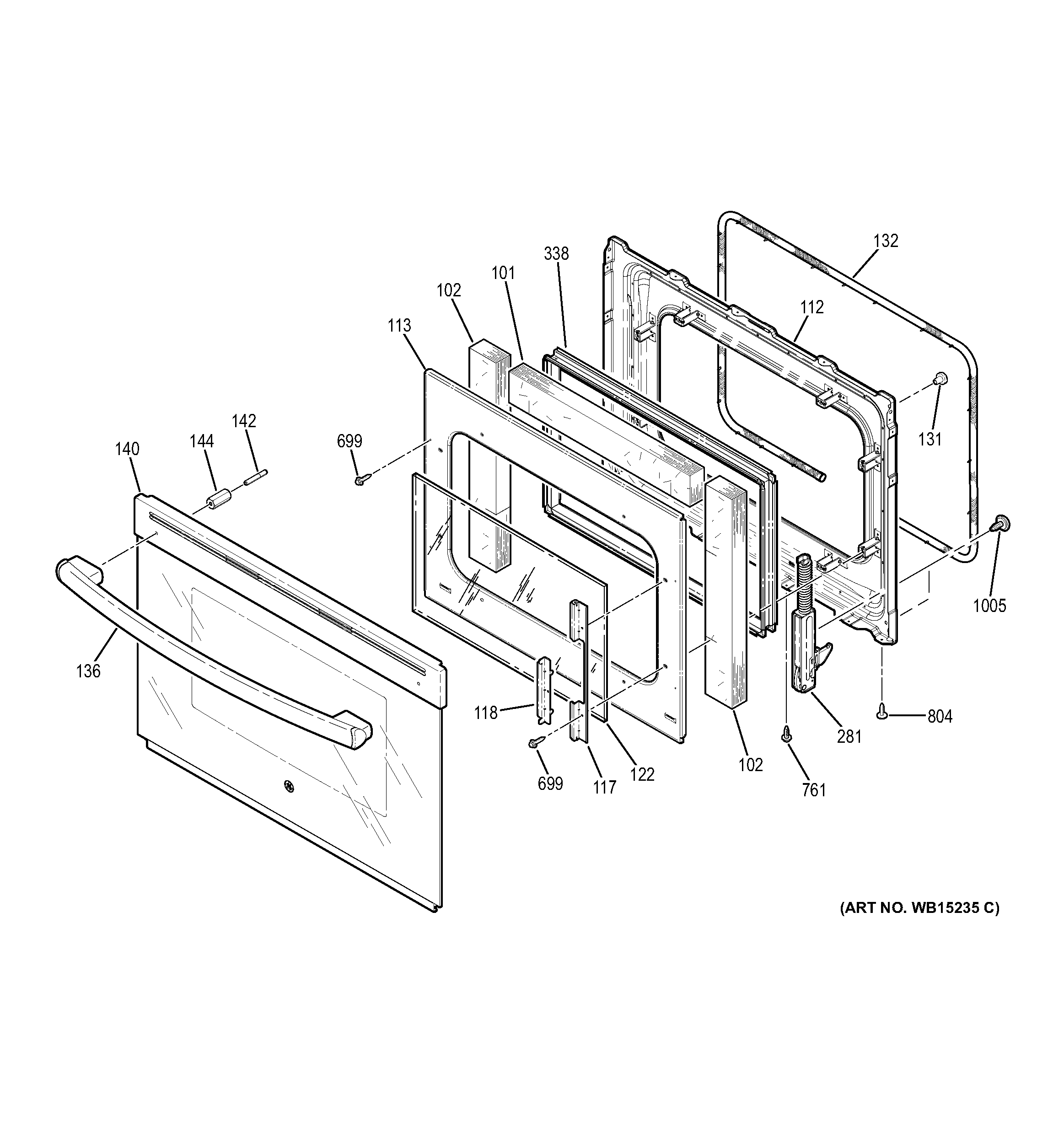 GE JD750DF1BB door diagram