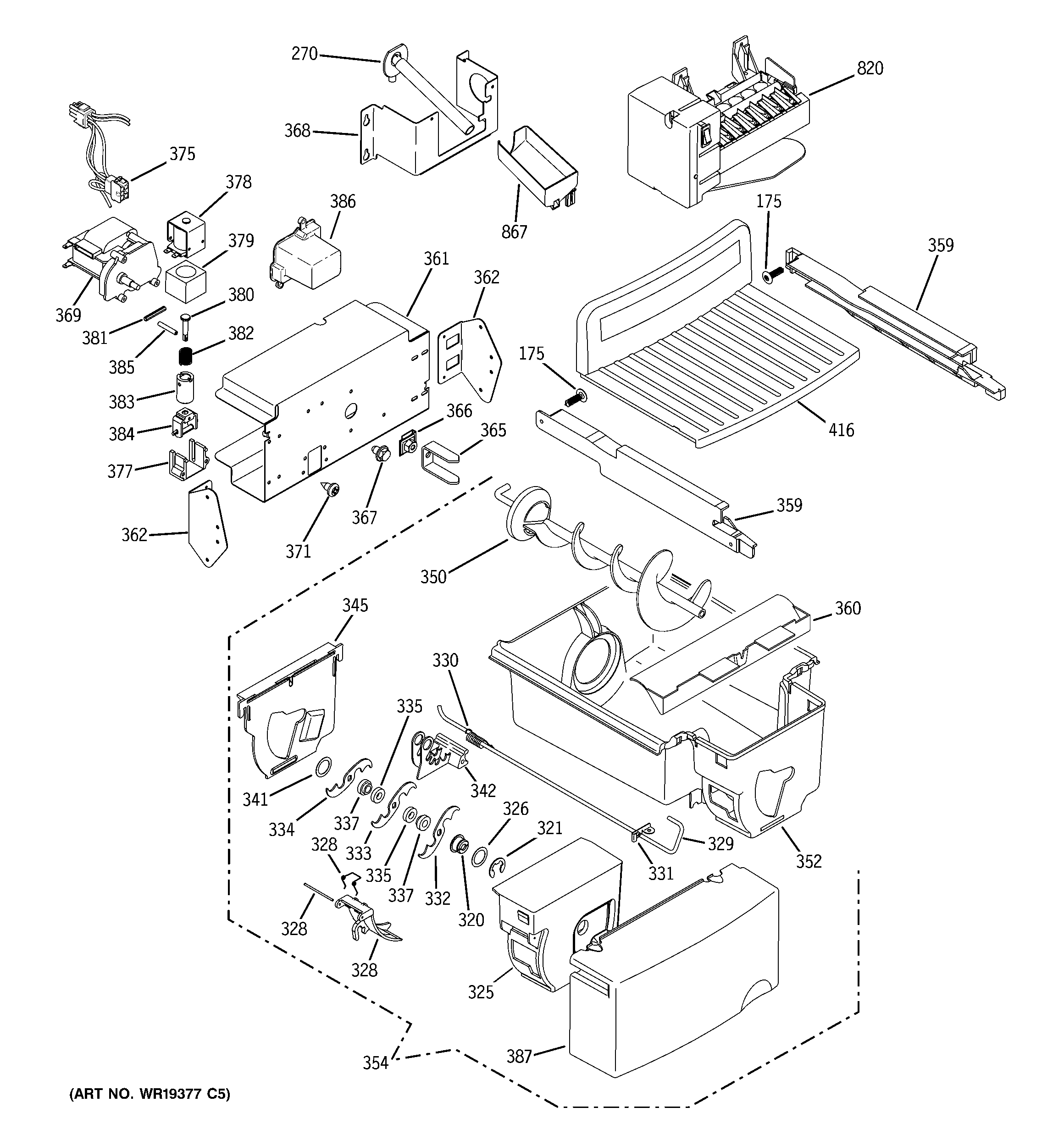 GE GCG21YEMHFBB ice maker & dispenser diagram