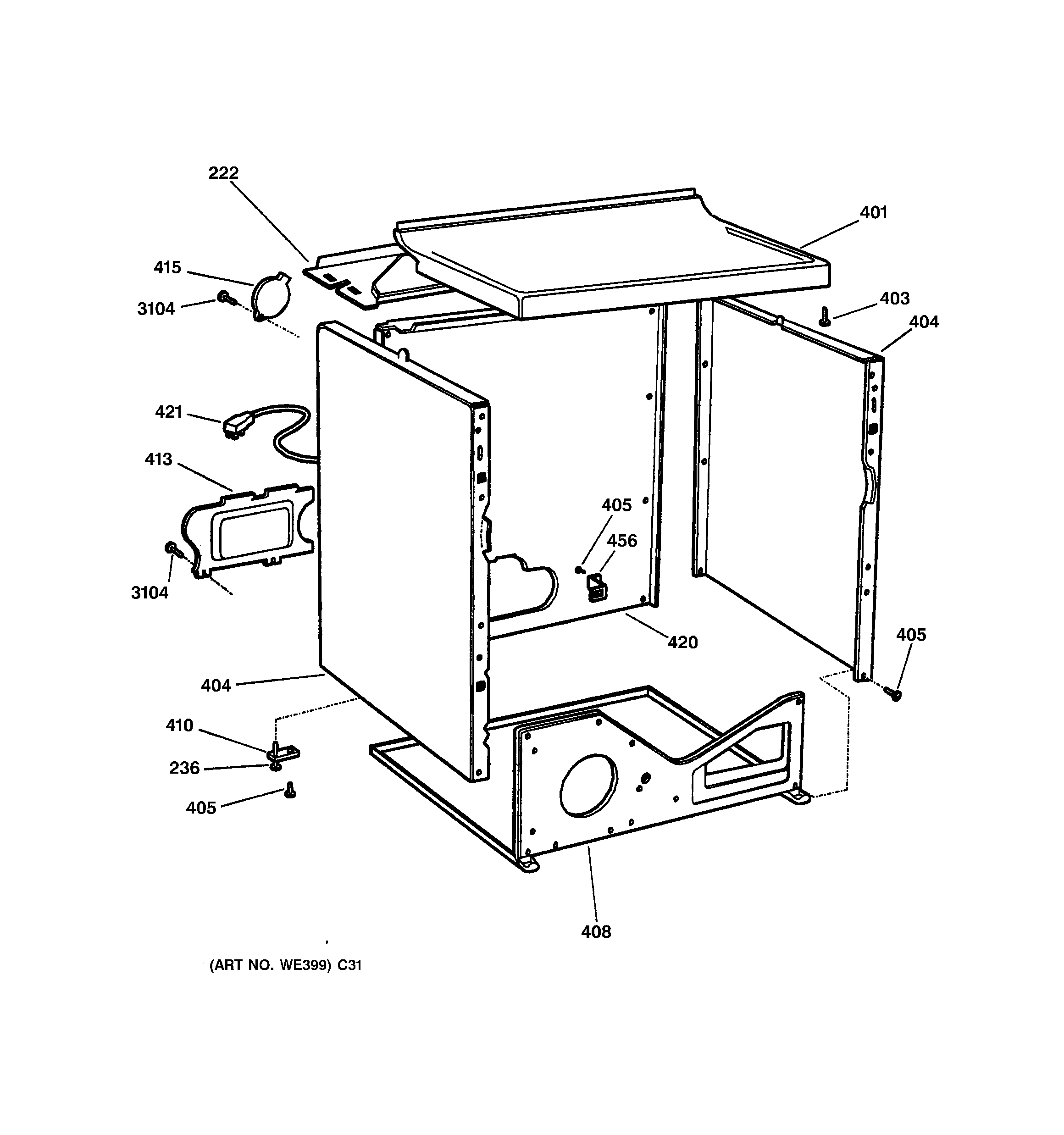GE DPSR475GW0AA cabinet diagram