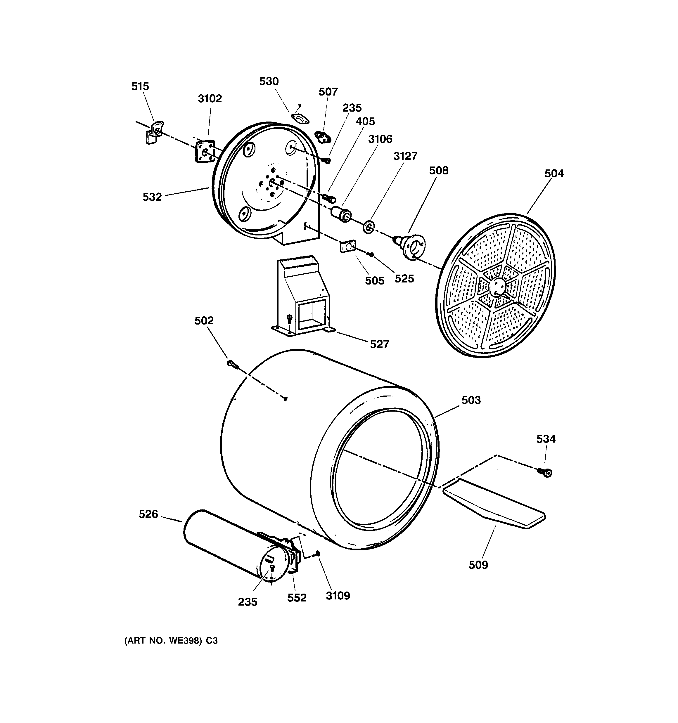 GE DPSR475GW0AA drum diagram