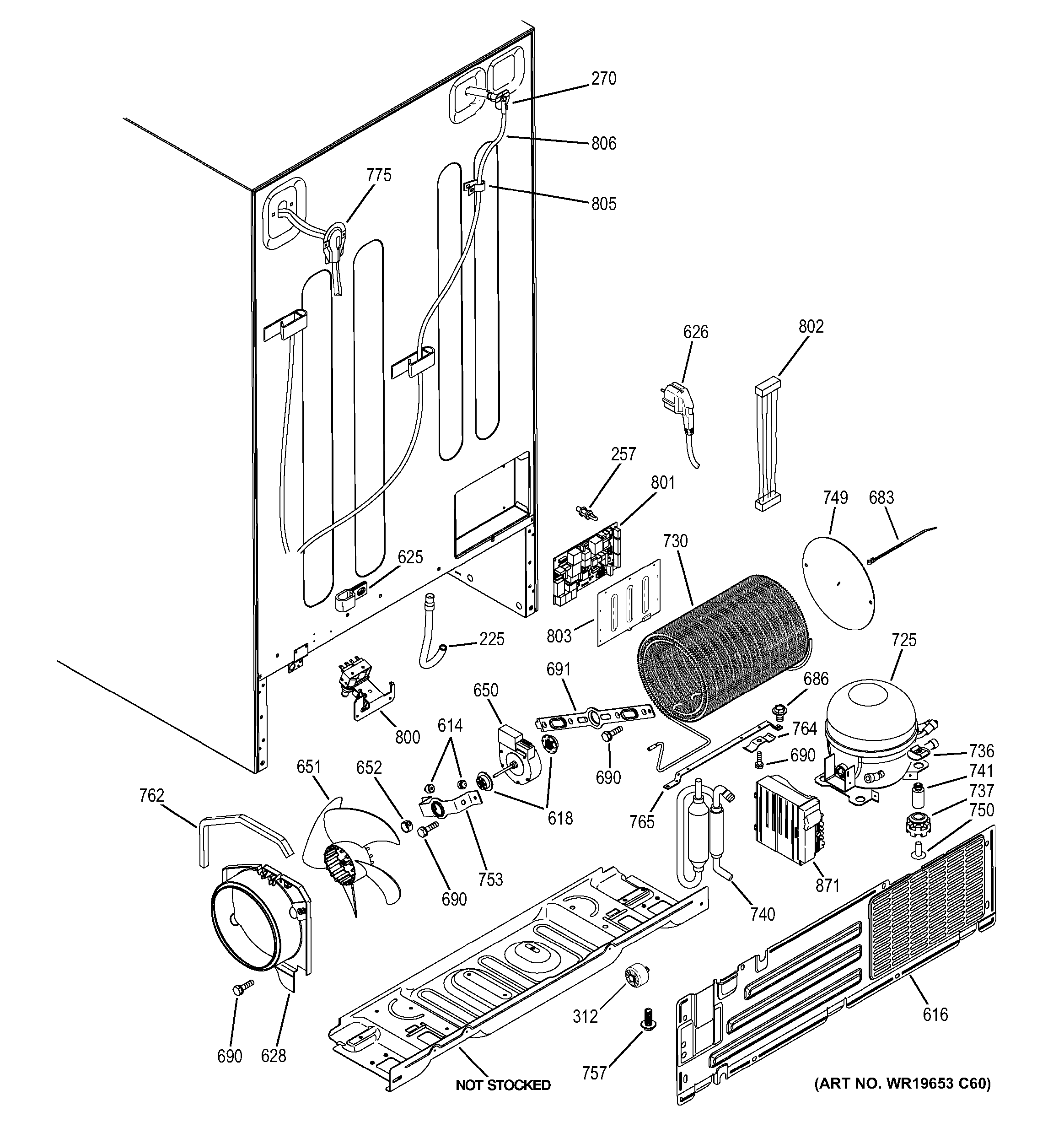 GE PSHF9PGZBCWW machine compartment diagram
