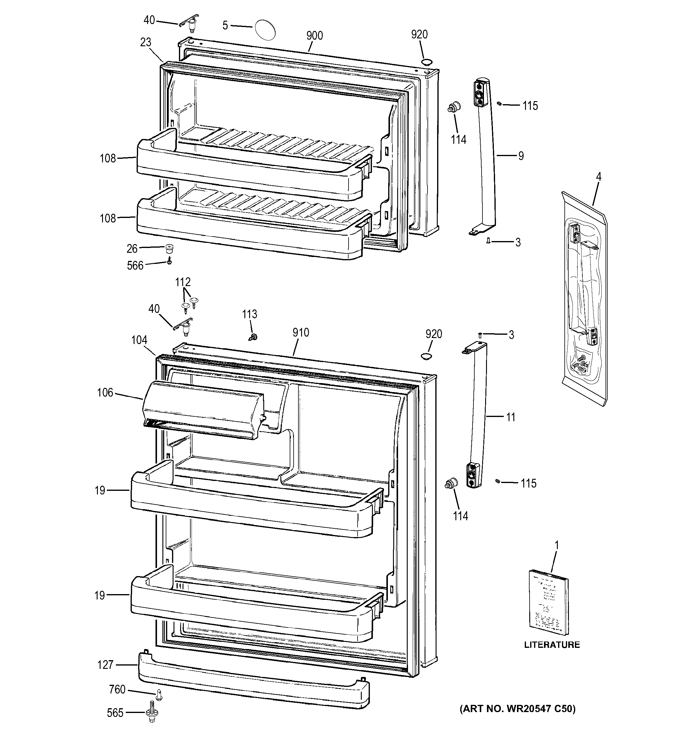 GE GTM18GBEDRES doors diagram