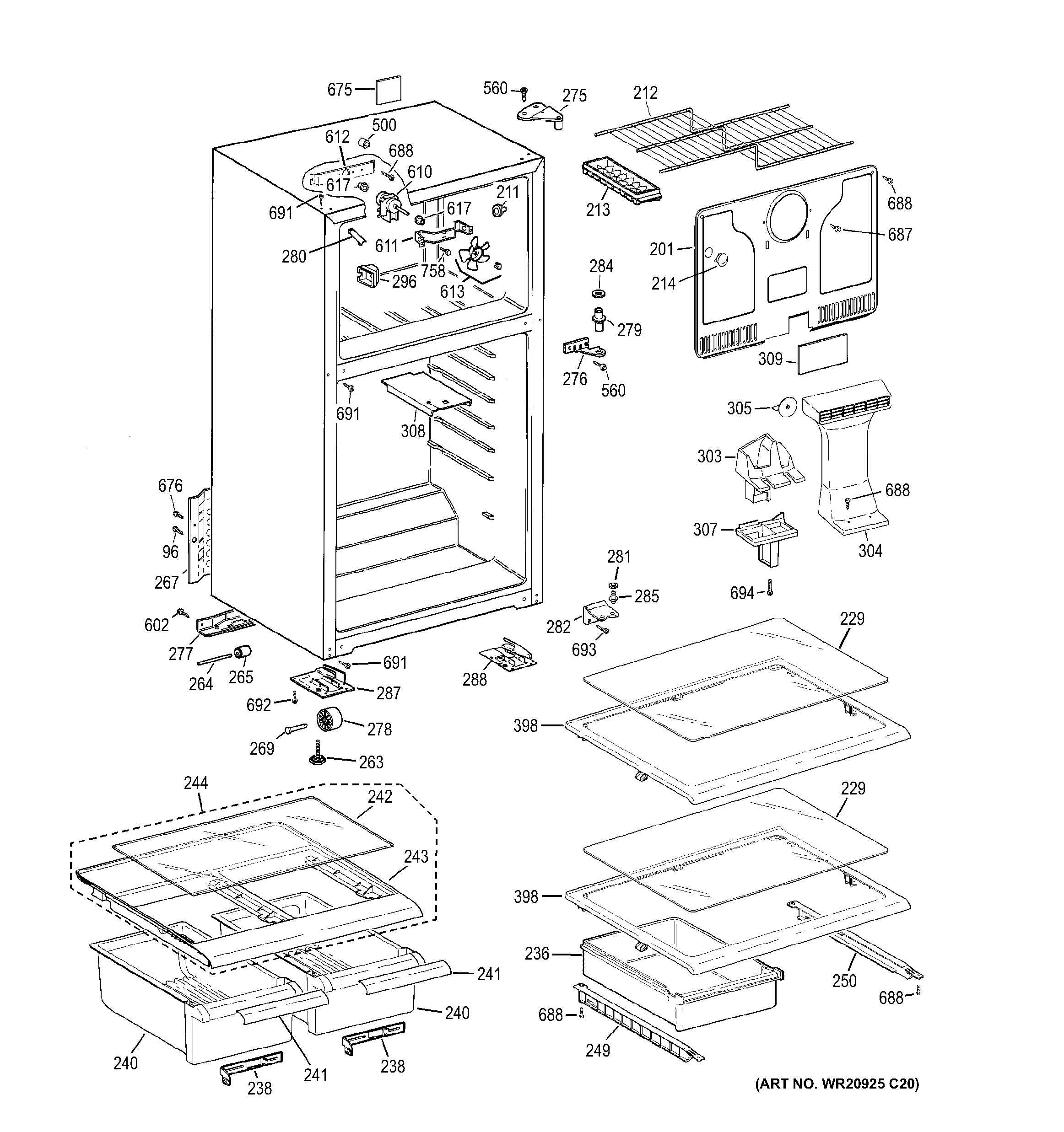 GE GTM18GBEDRES cabinet diagram