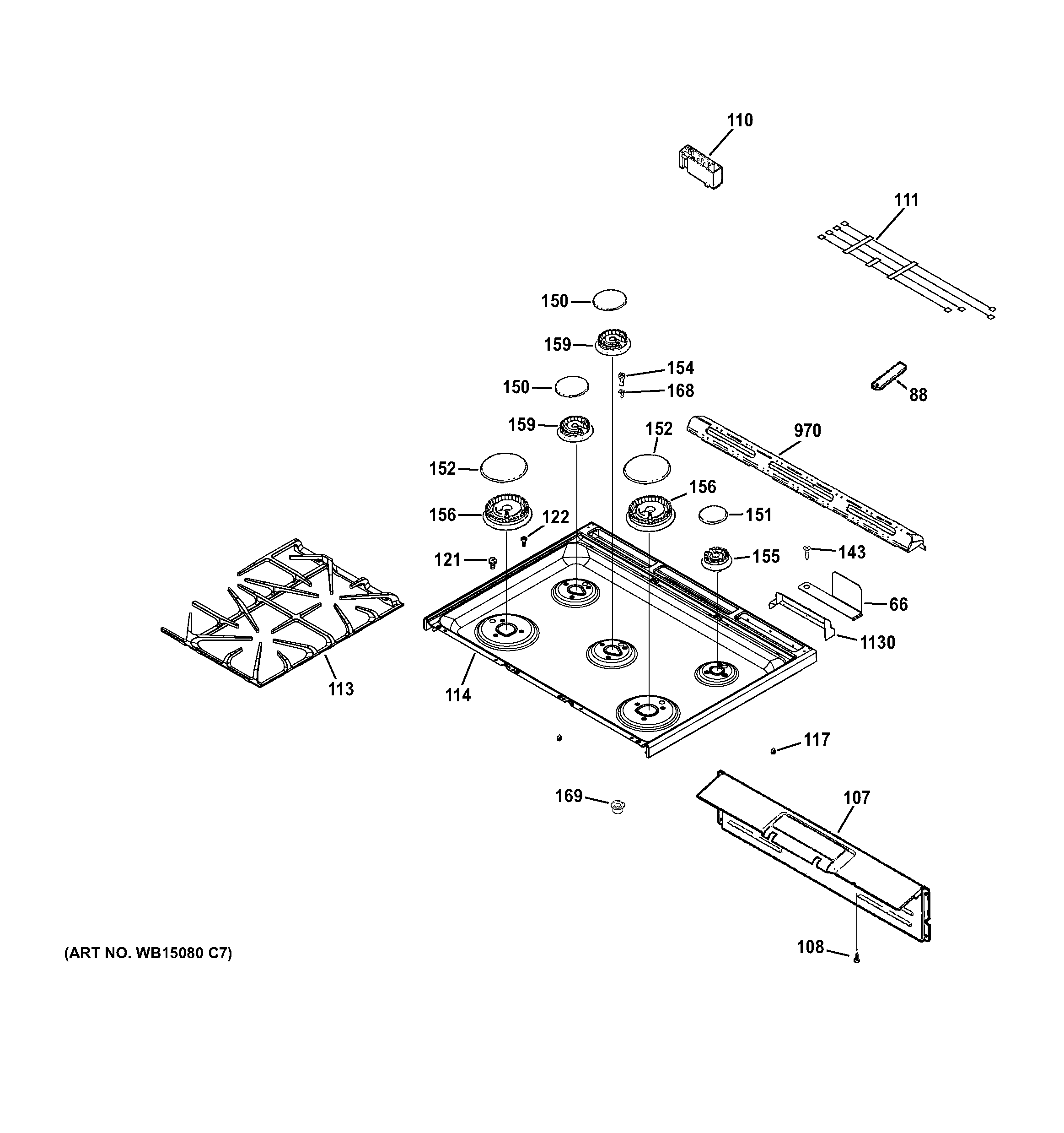 GE CGS975SED3SS cooktop diagram