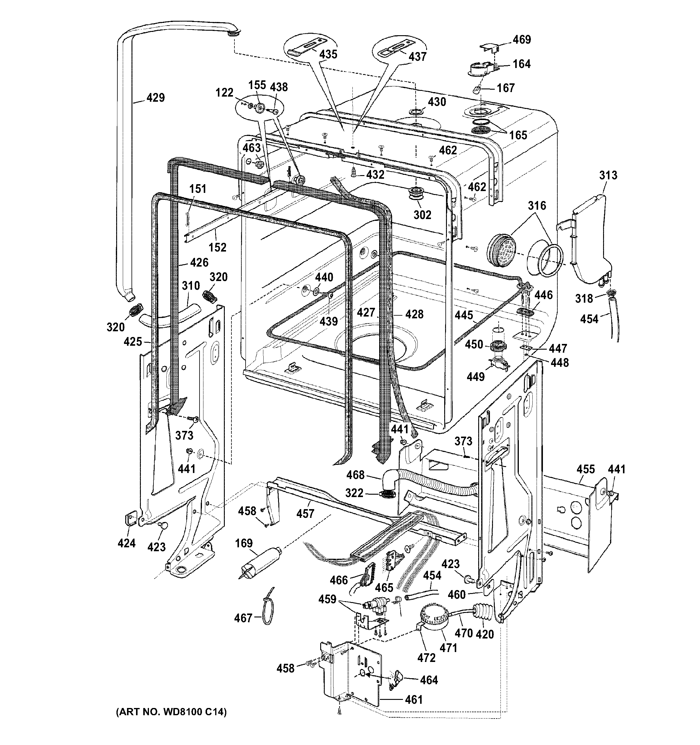 GE ZBD6600G01SS liner assembly diagram