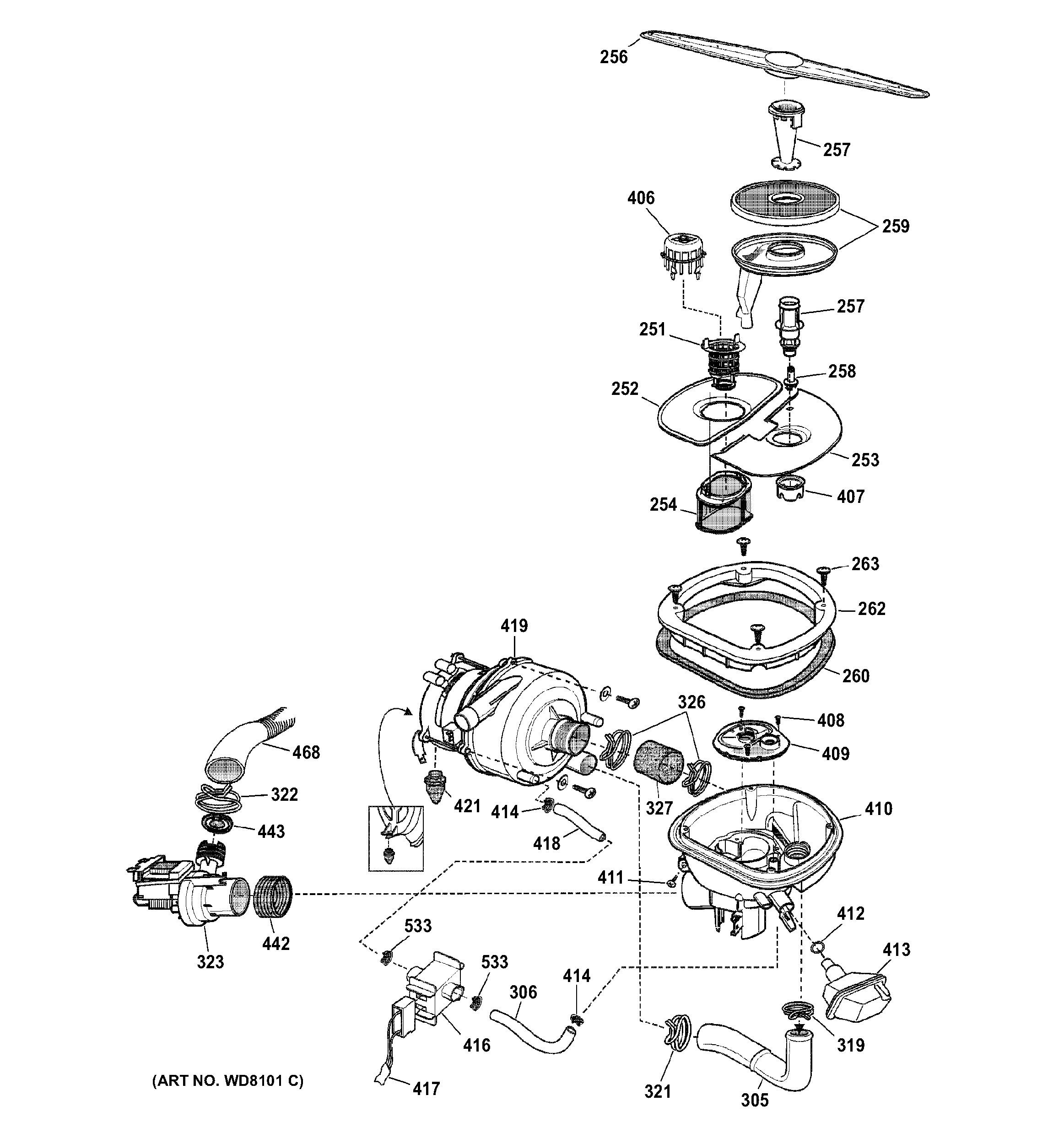 GE ZBD6600G02SS sump assembly diagram