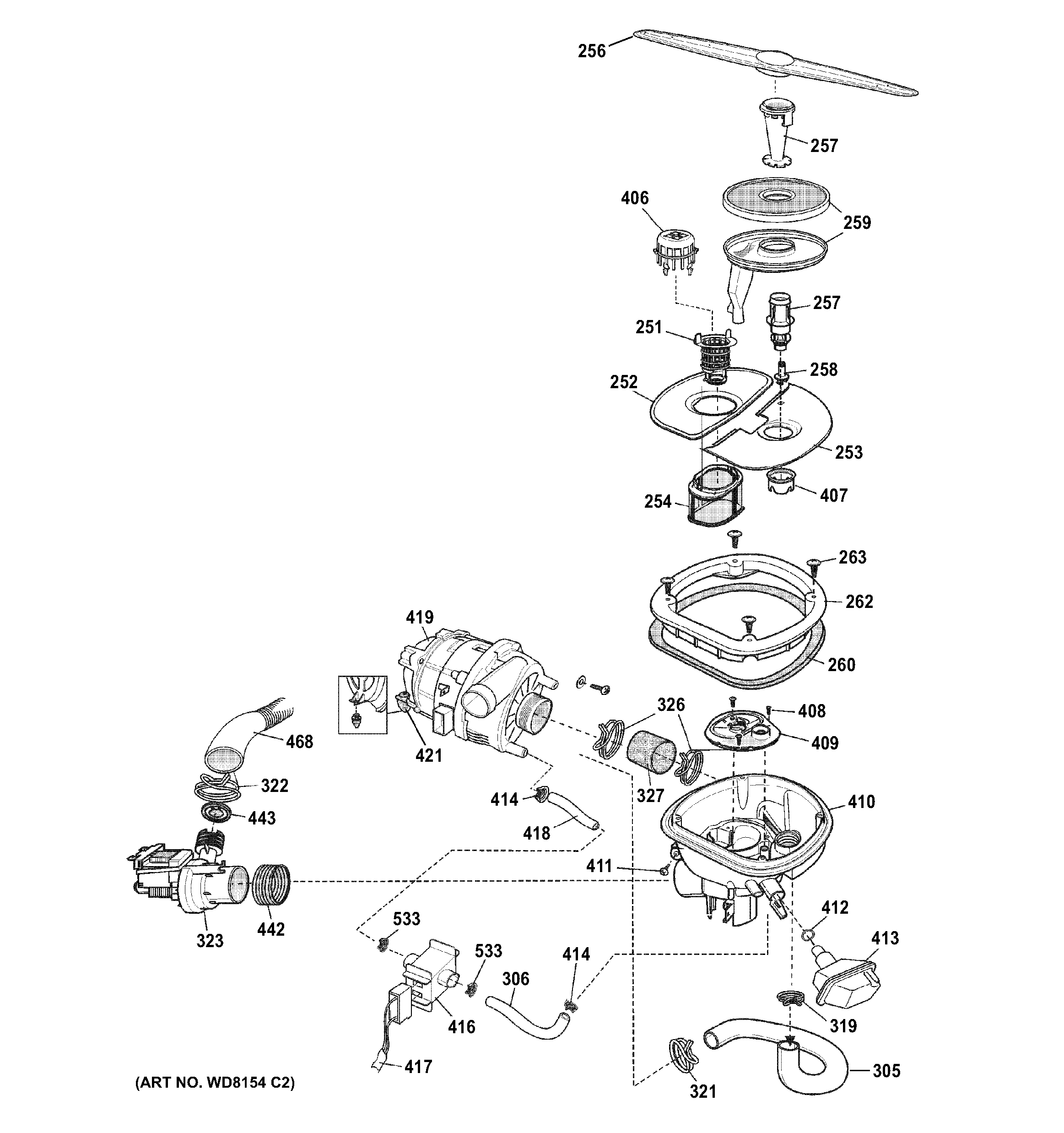 GE ZBD7000G04II sump assembly diagram
