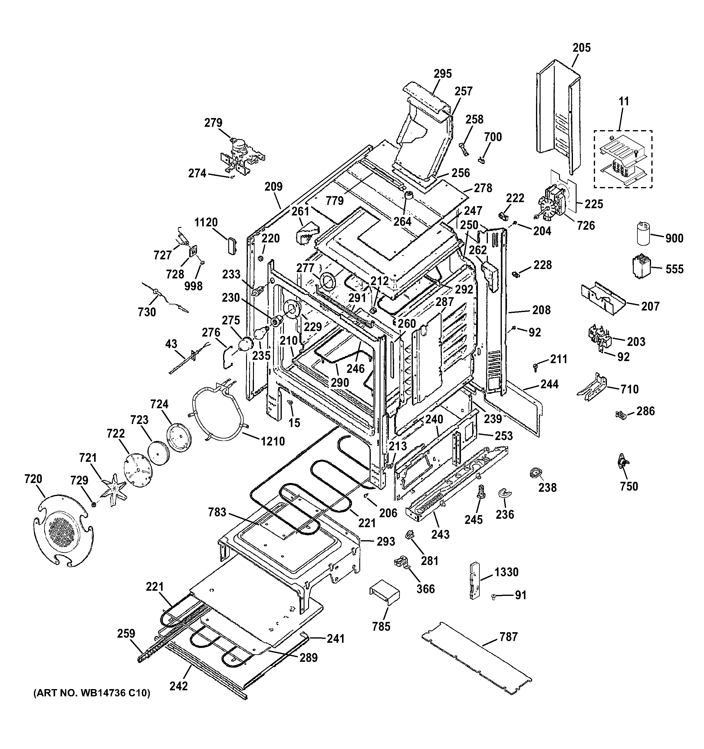 GE CS980ST4SS body parts diagram