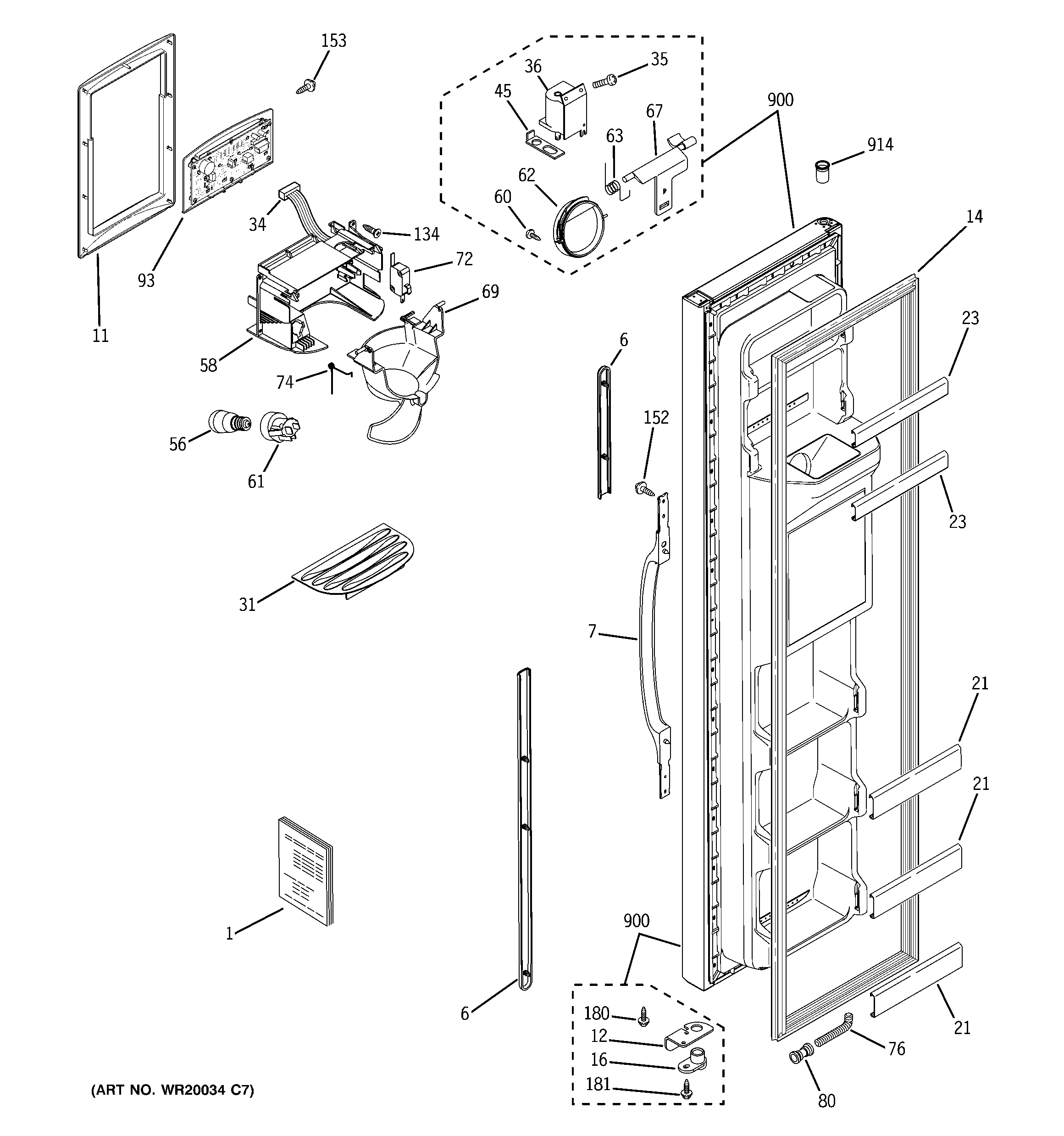 Hotpoint HSS22GFTGWW freezer door diagram