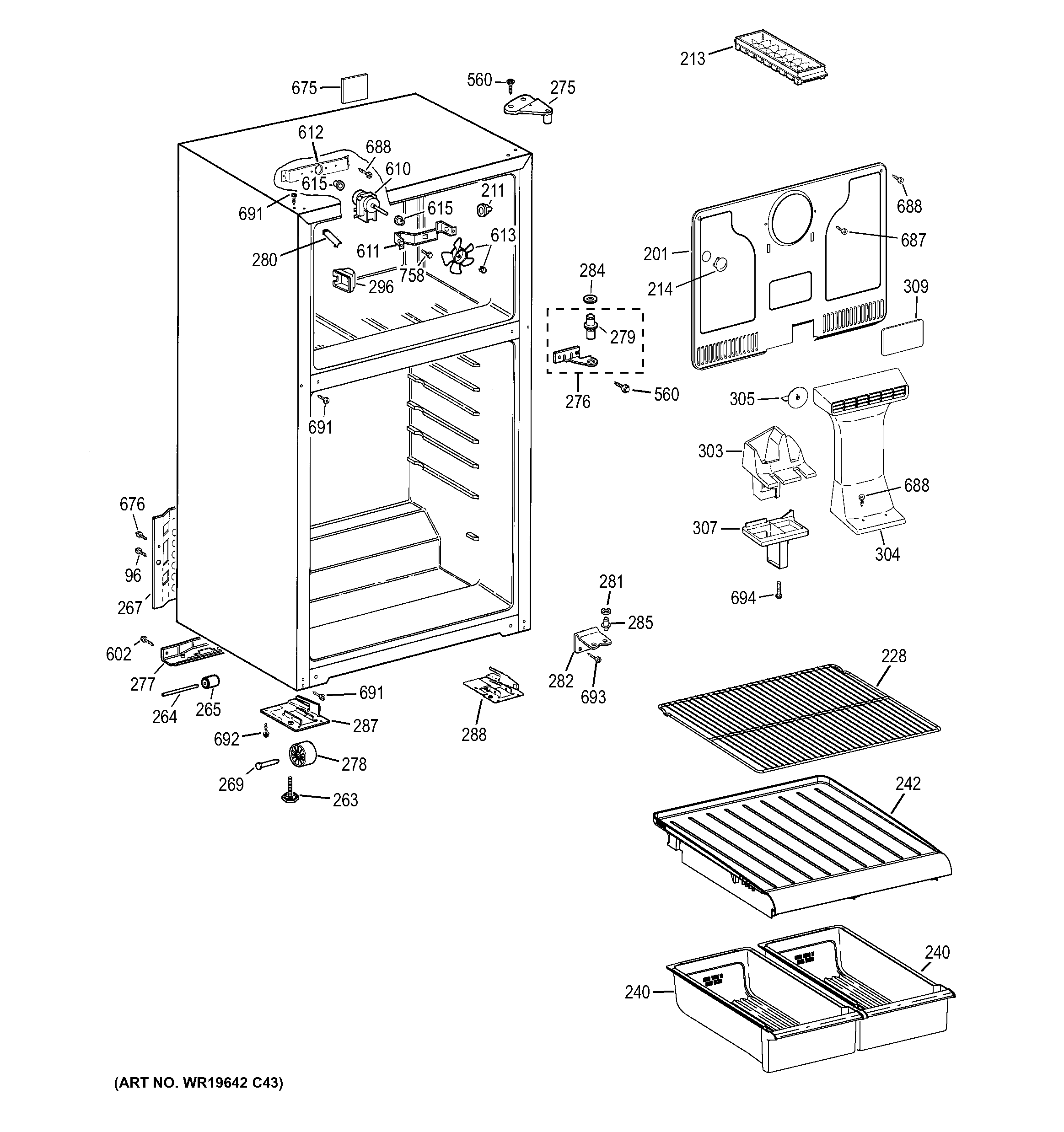 Hotpoint HTN16BBEFRWW cabinet diagram