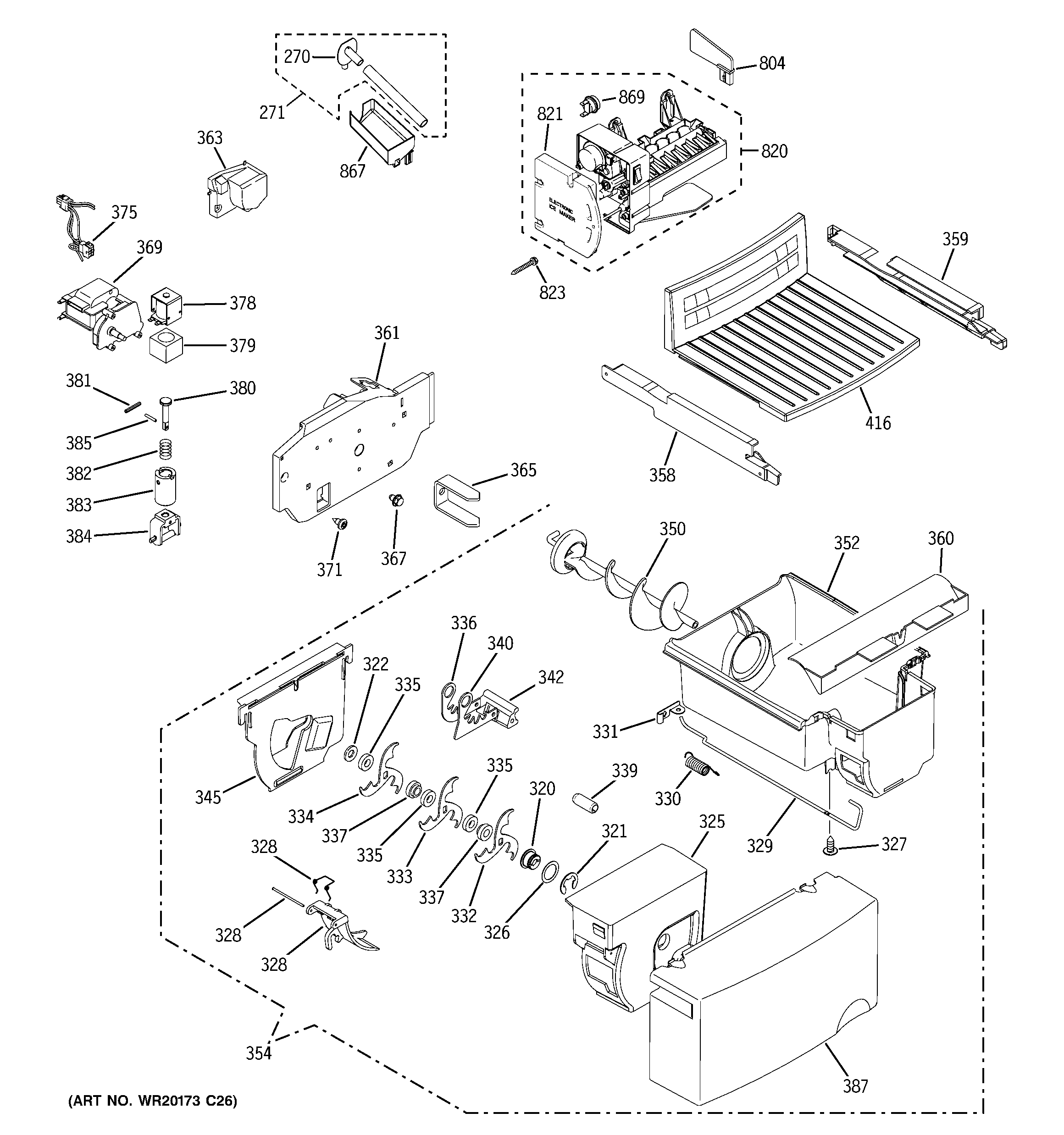 GE GSH25GGCBBB ice maker & dispenser diagram