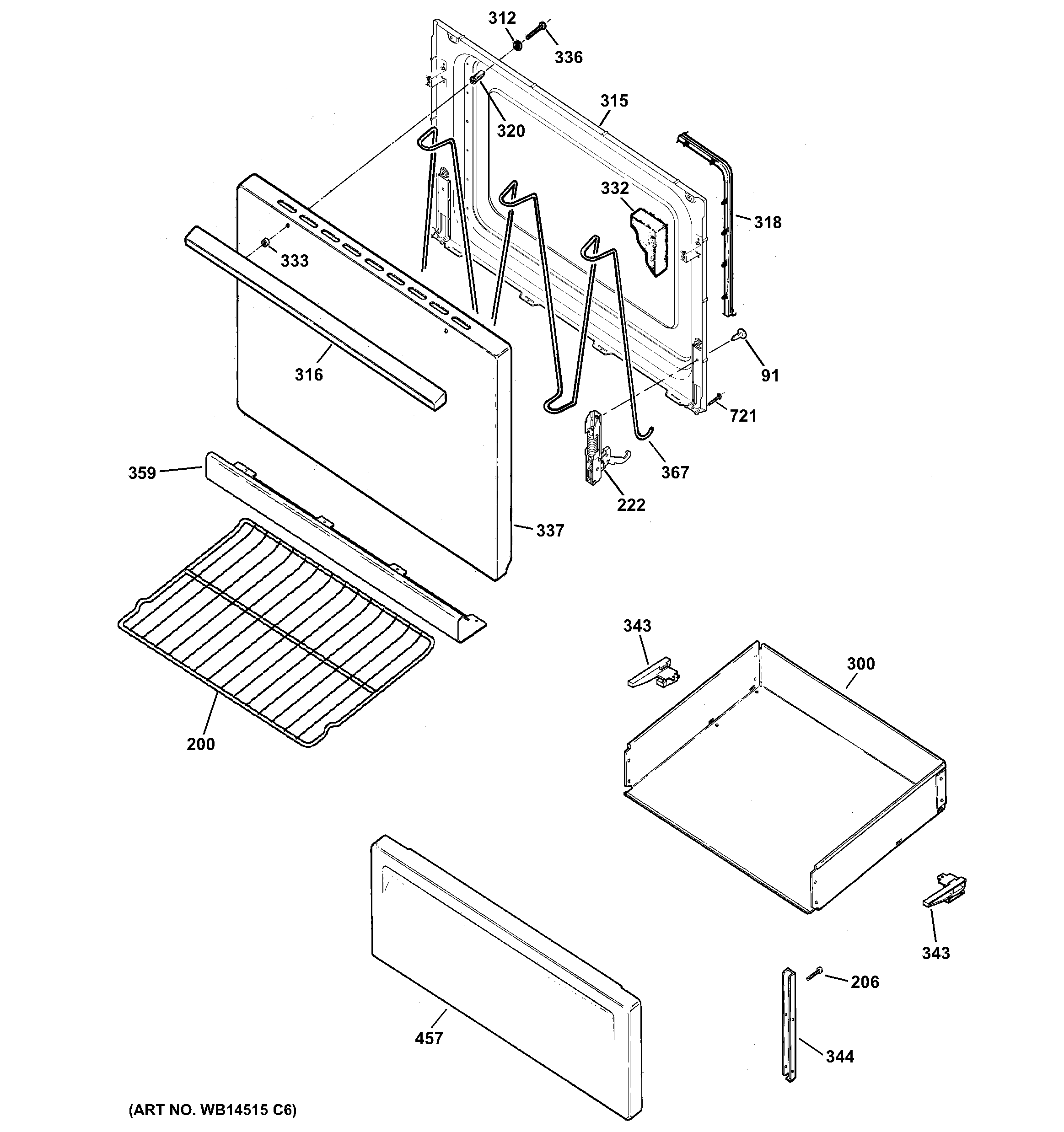 Hotpoint RB525DD2BB door & drawer parts diagram