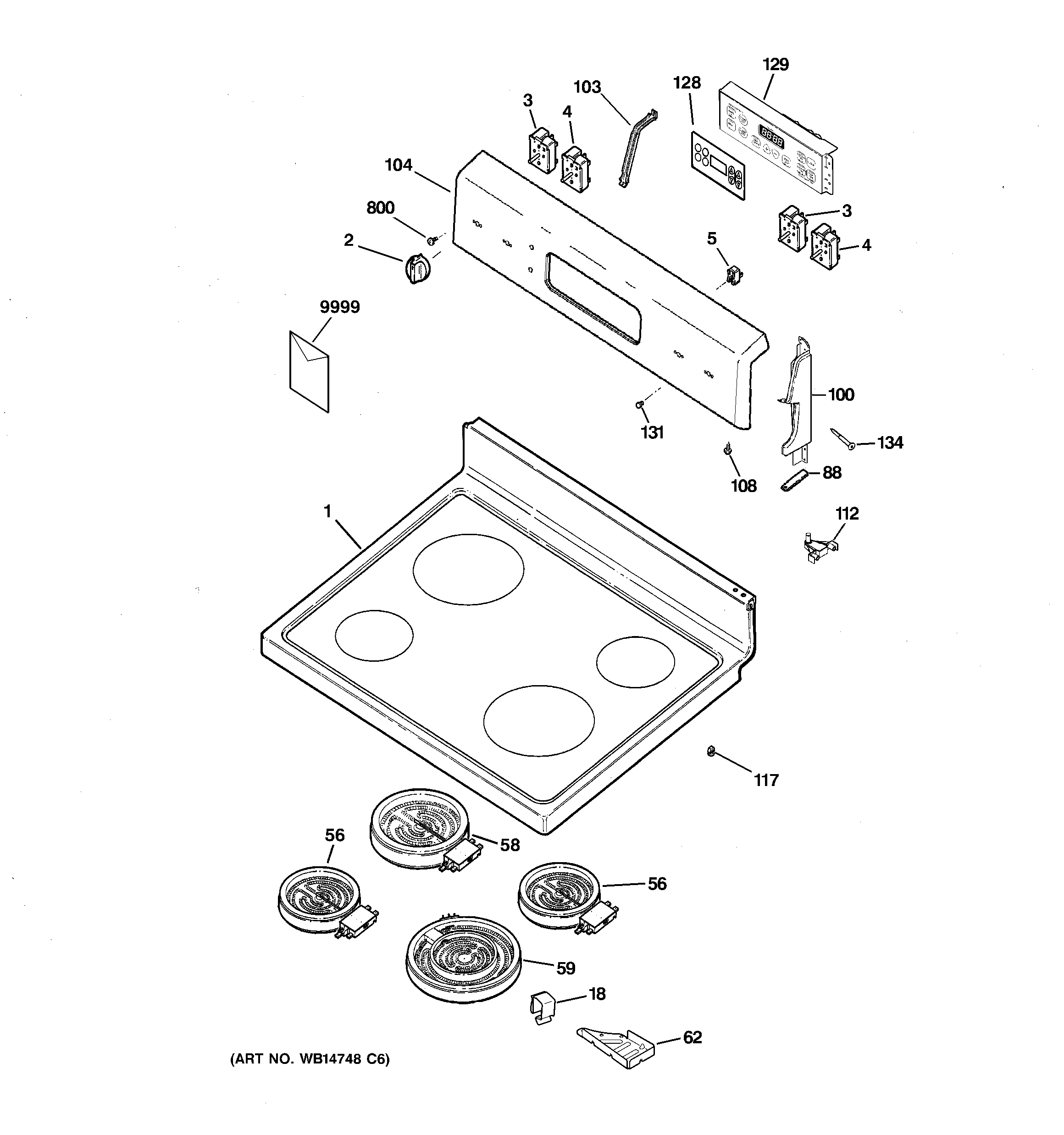 Hotpoint RB787DP3BB control panel & cooktop diagram