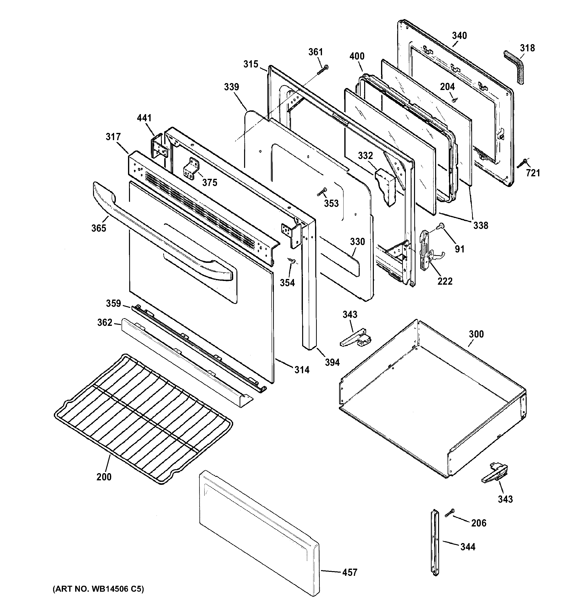 Hotpoint RB787DP3BB door & drawer parts diagram