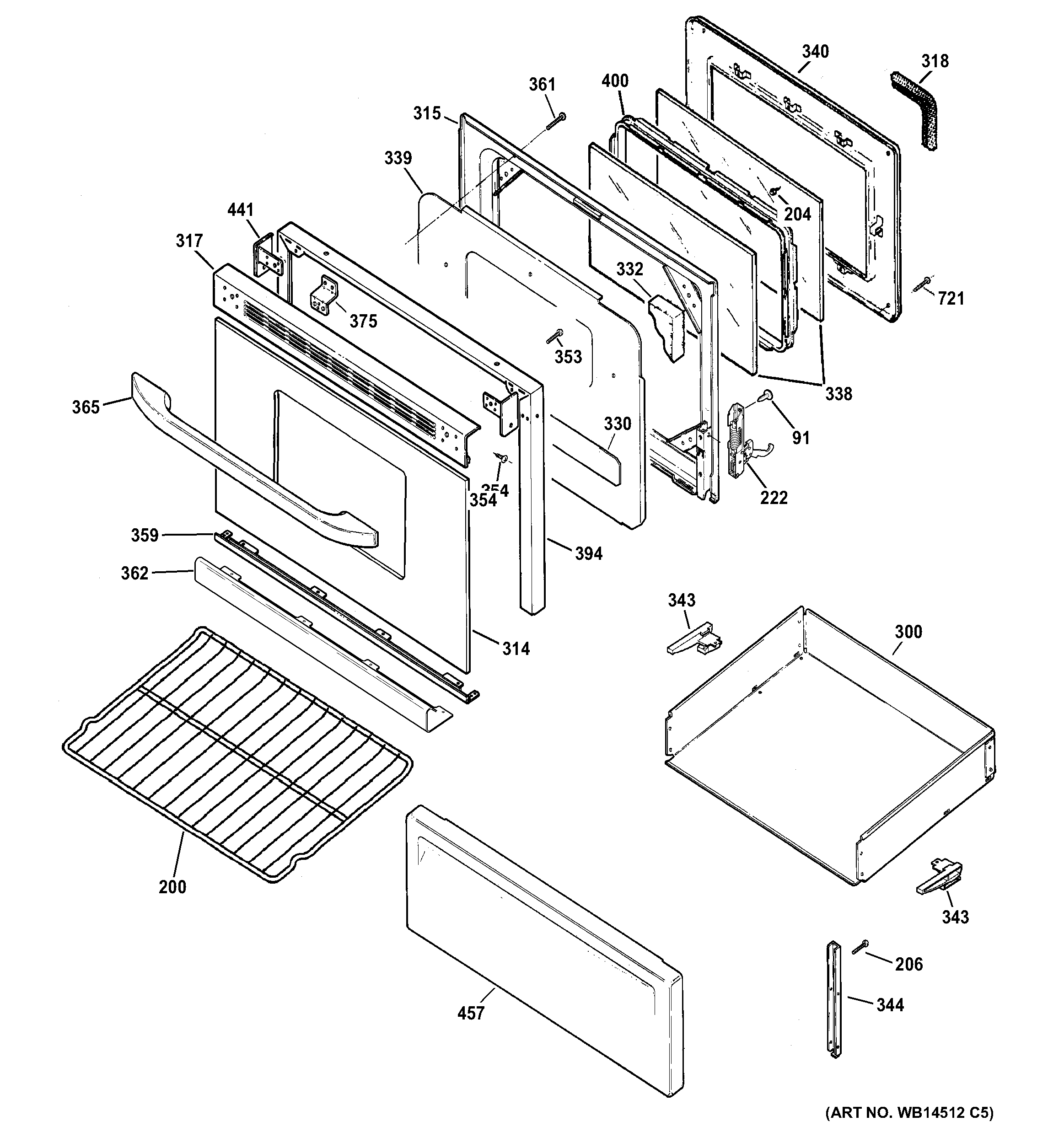 Hotpoint RB790DT3BB door & drawer parts diagram