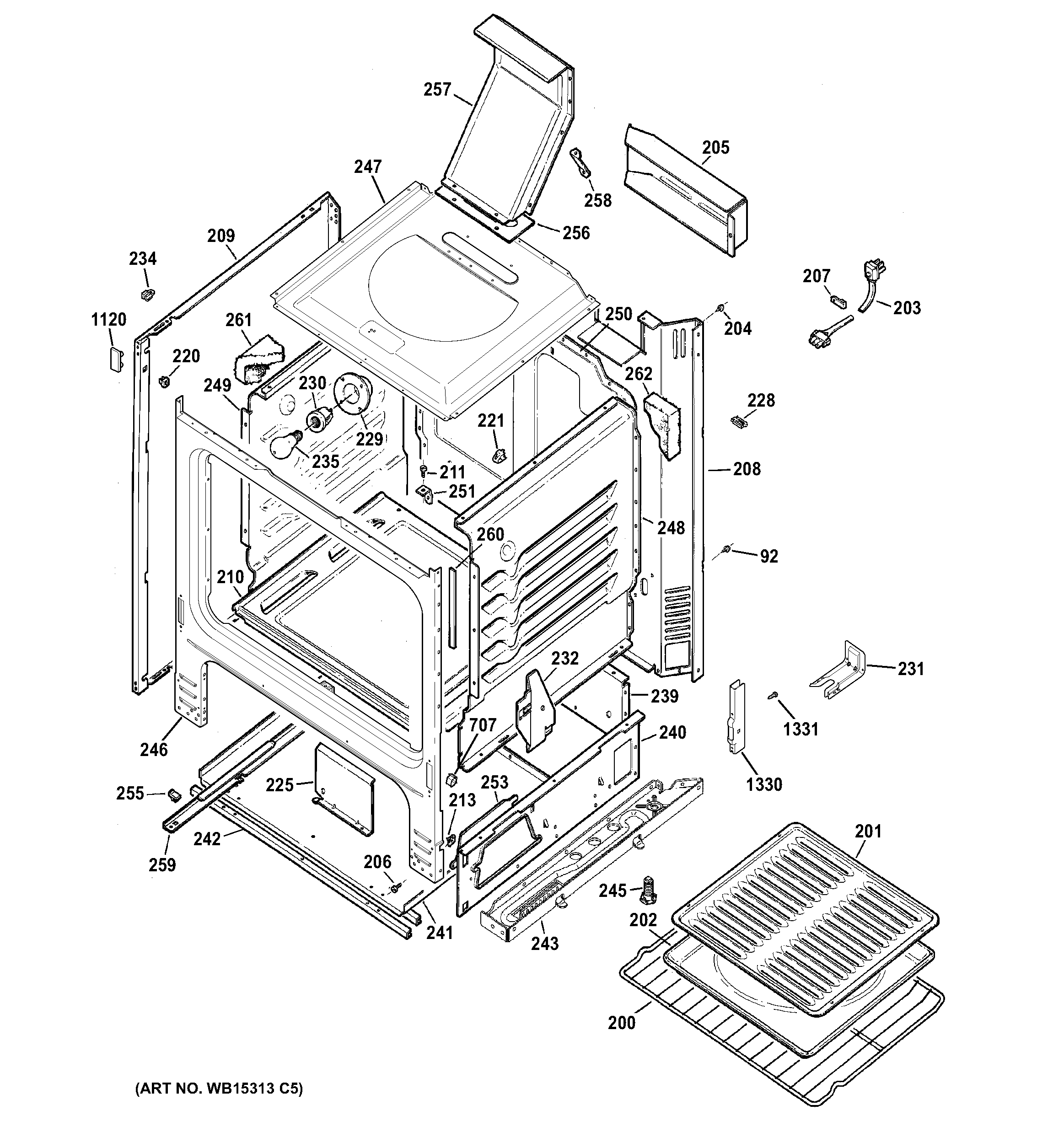 Hotpoint RGB530DET4BB body parts diagram