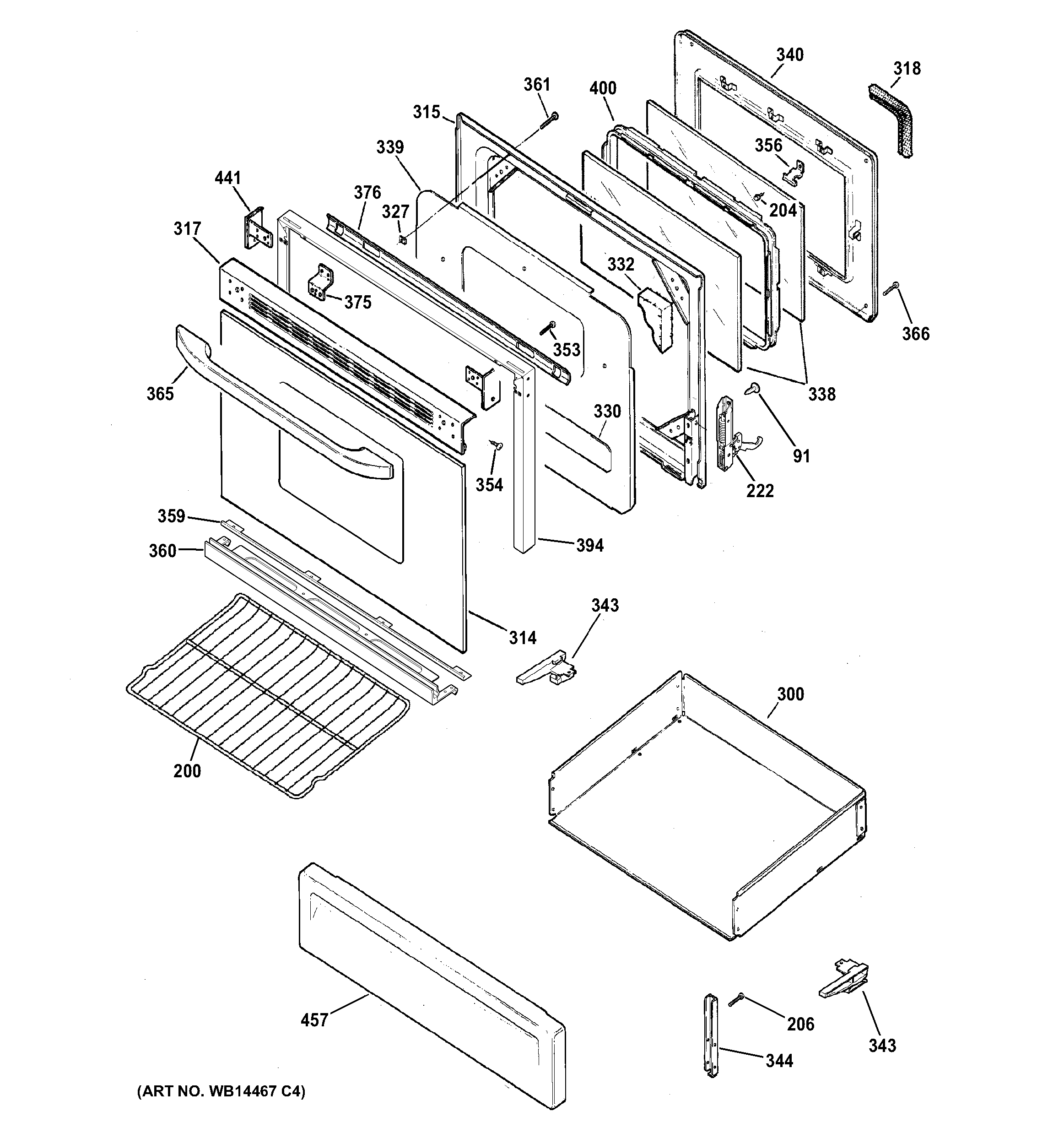 Hotpoint RGB745DEP6CT door & drawer parts diagram