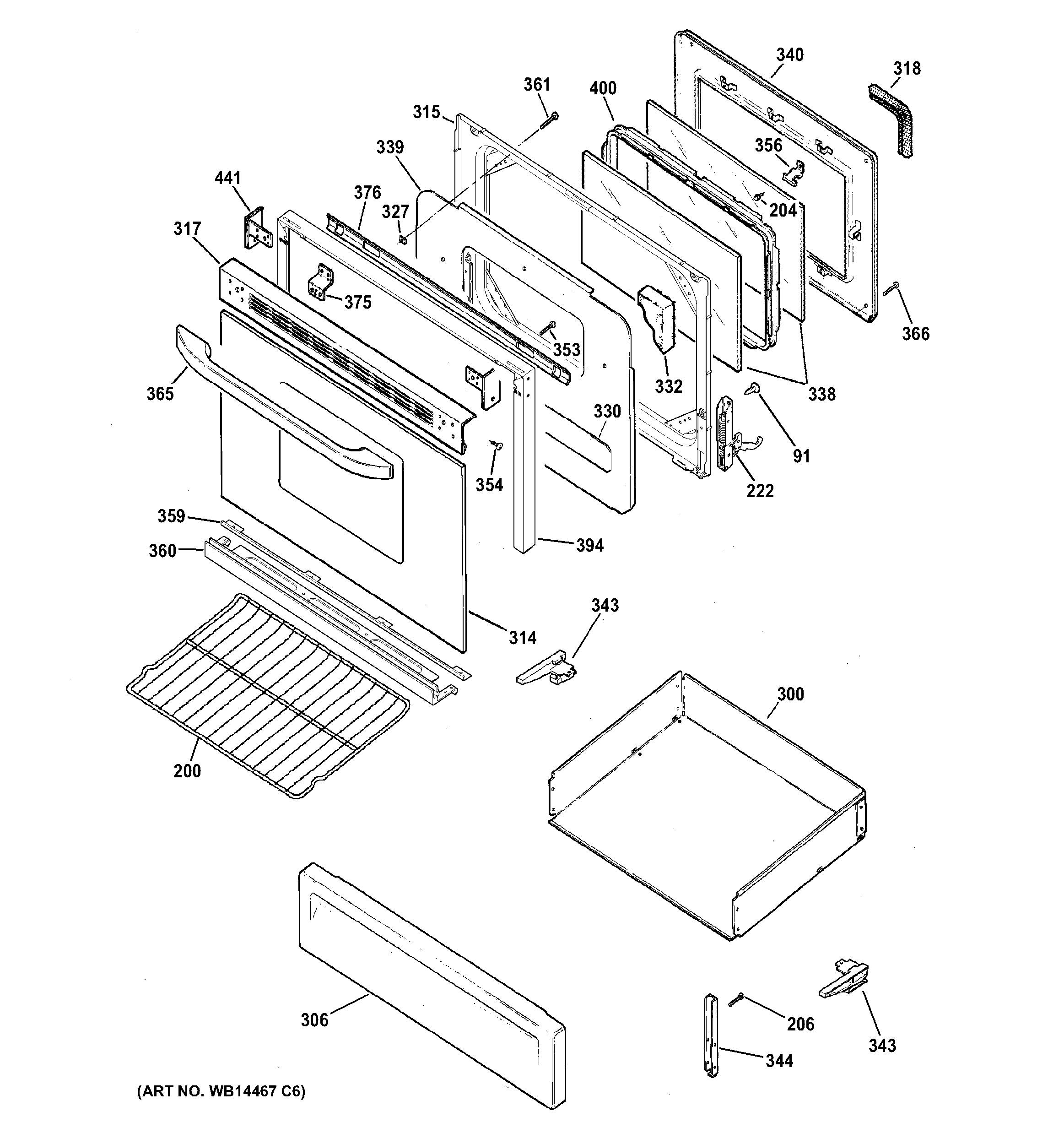 Hotpoint RGB790DET2BB door & drawer parts diagram