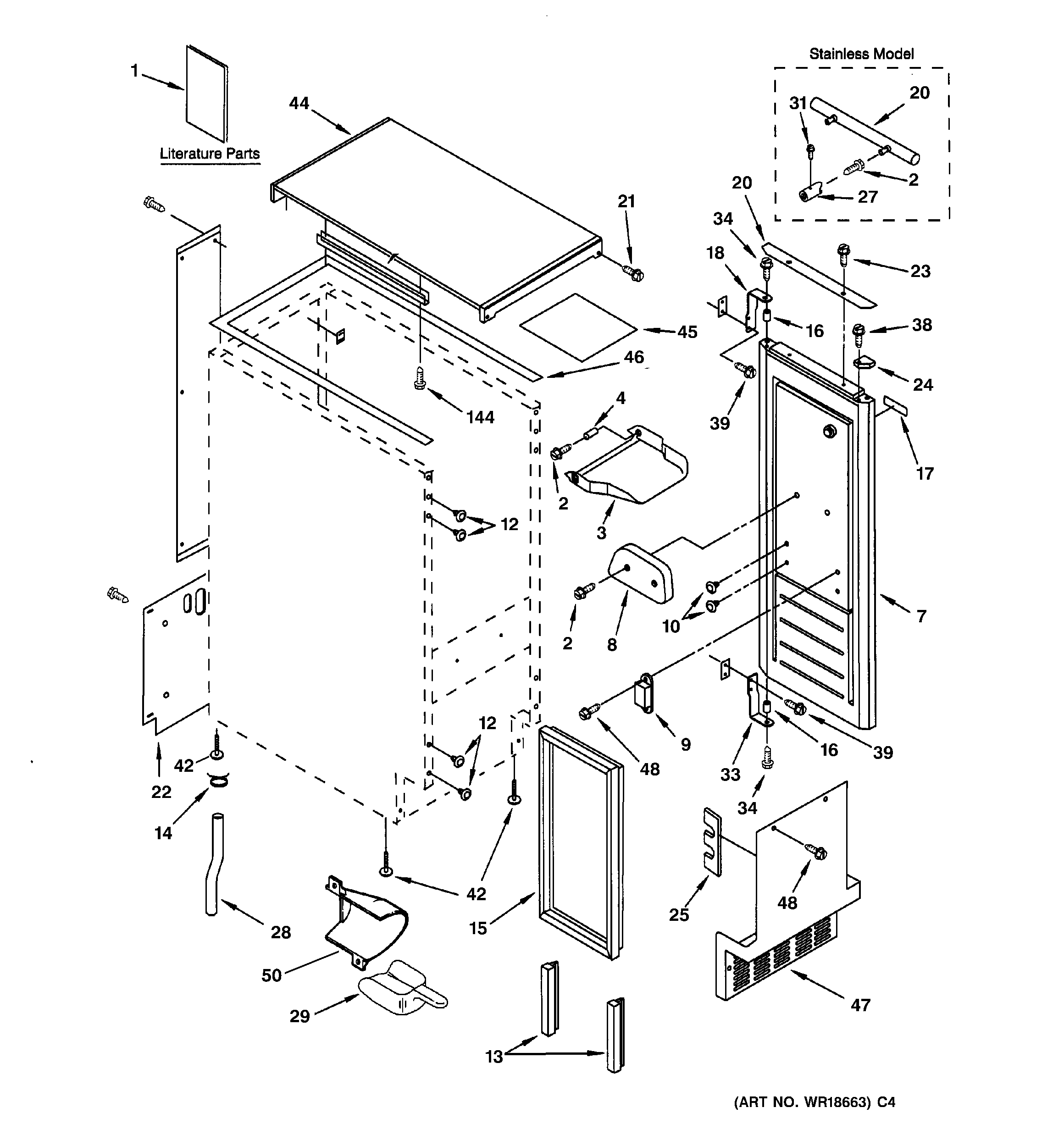 GE ZDIS15CSSN cabinet, liner & door parts diagram