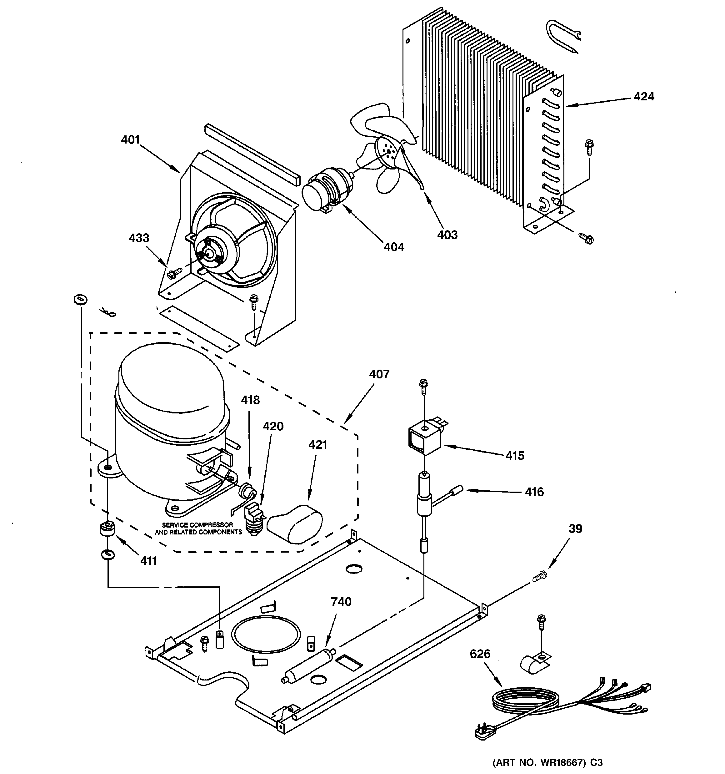 GE ZDIS15CSSN machine compartment diagram