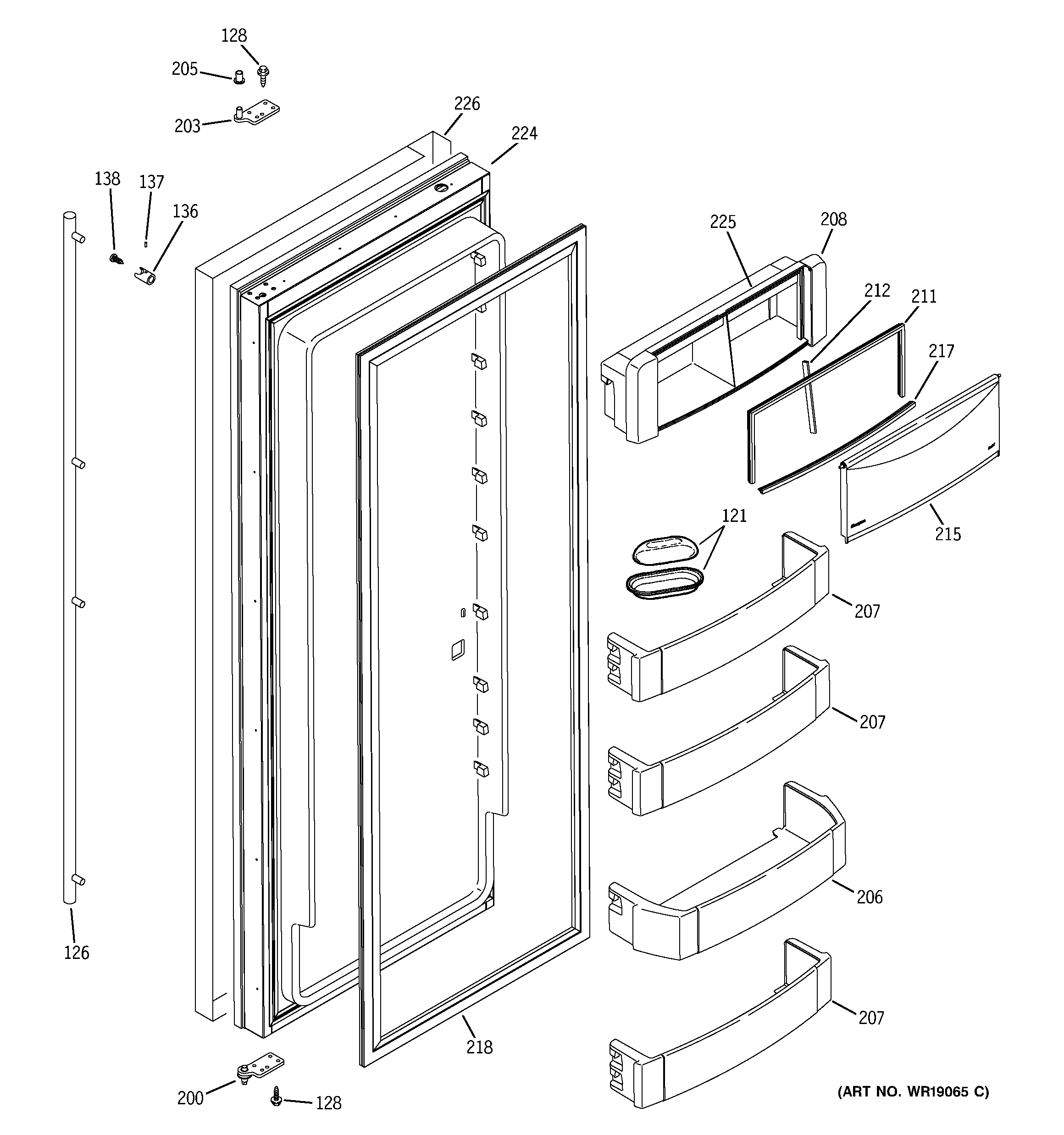 GE ZISS360DRJSS fresh food door diagram