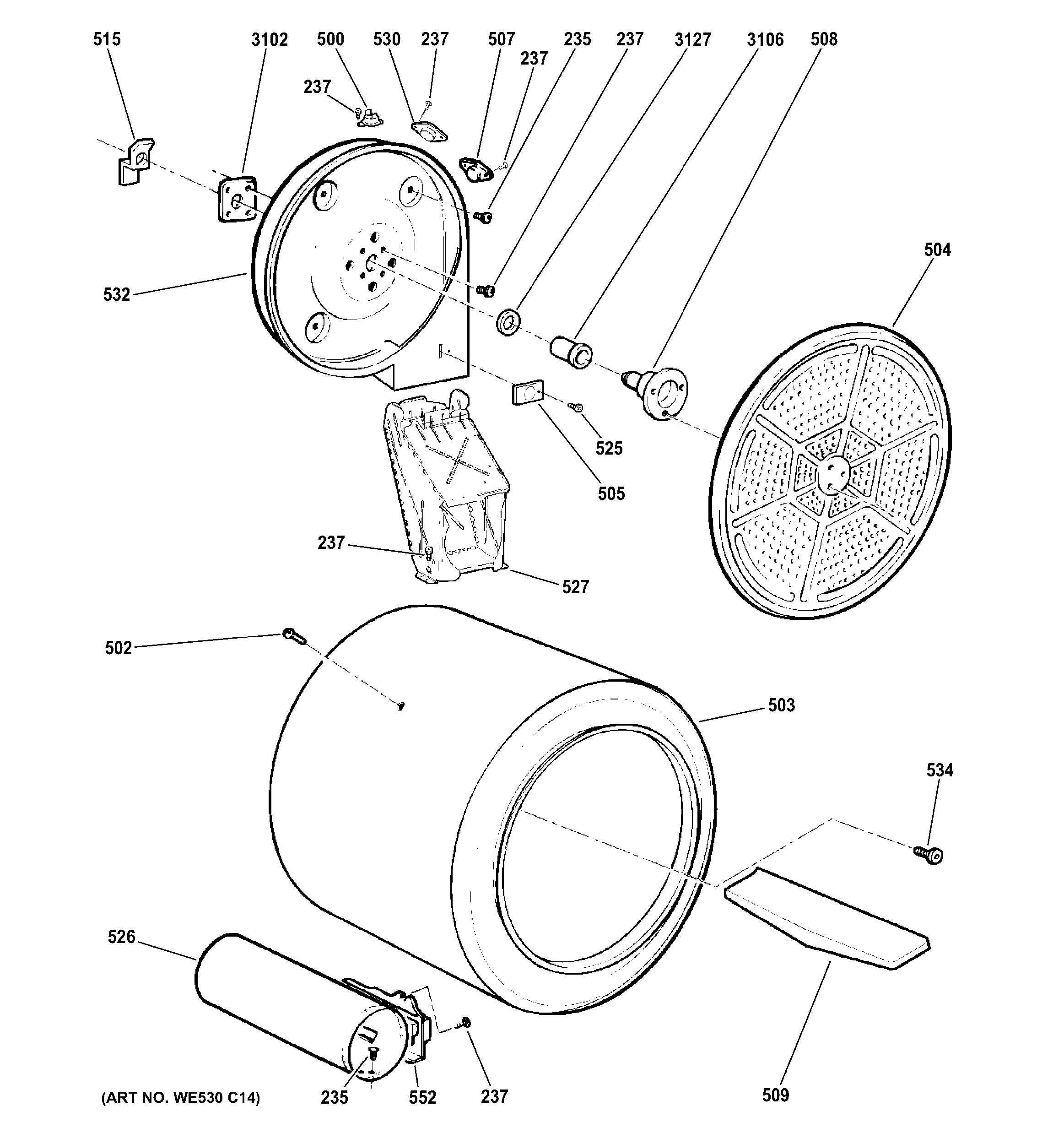 GE GTDP280GD3WW drum diagram