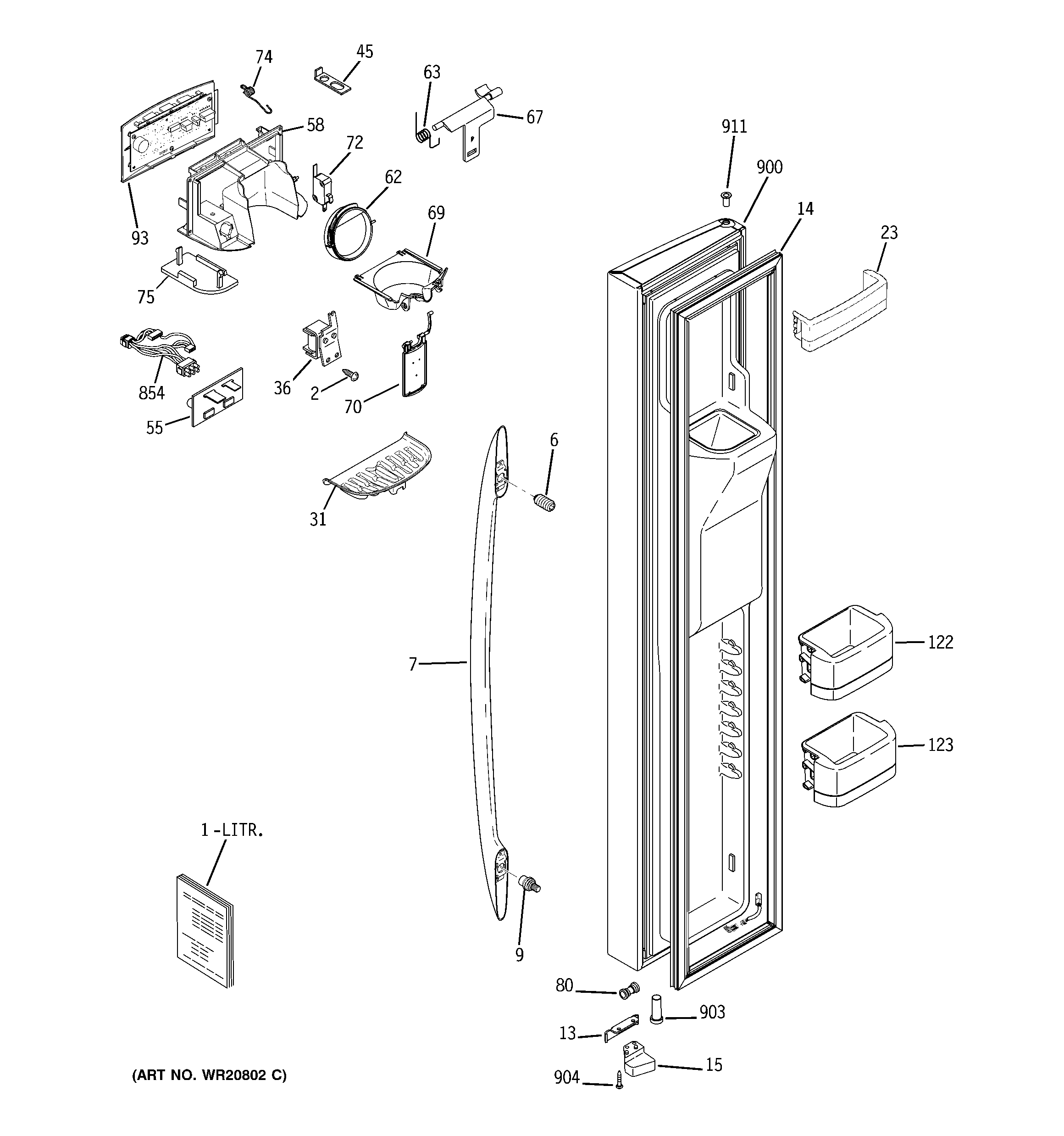GE PSHS6MGZBESS freezer door diagram