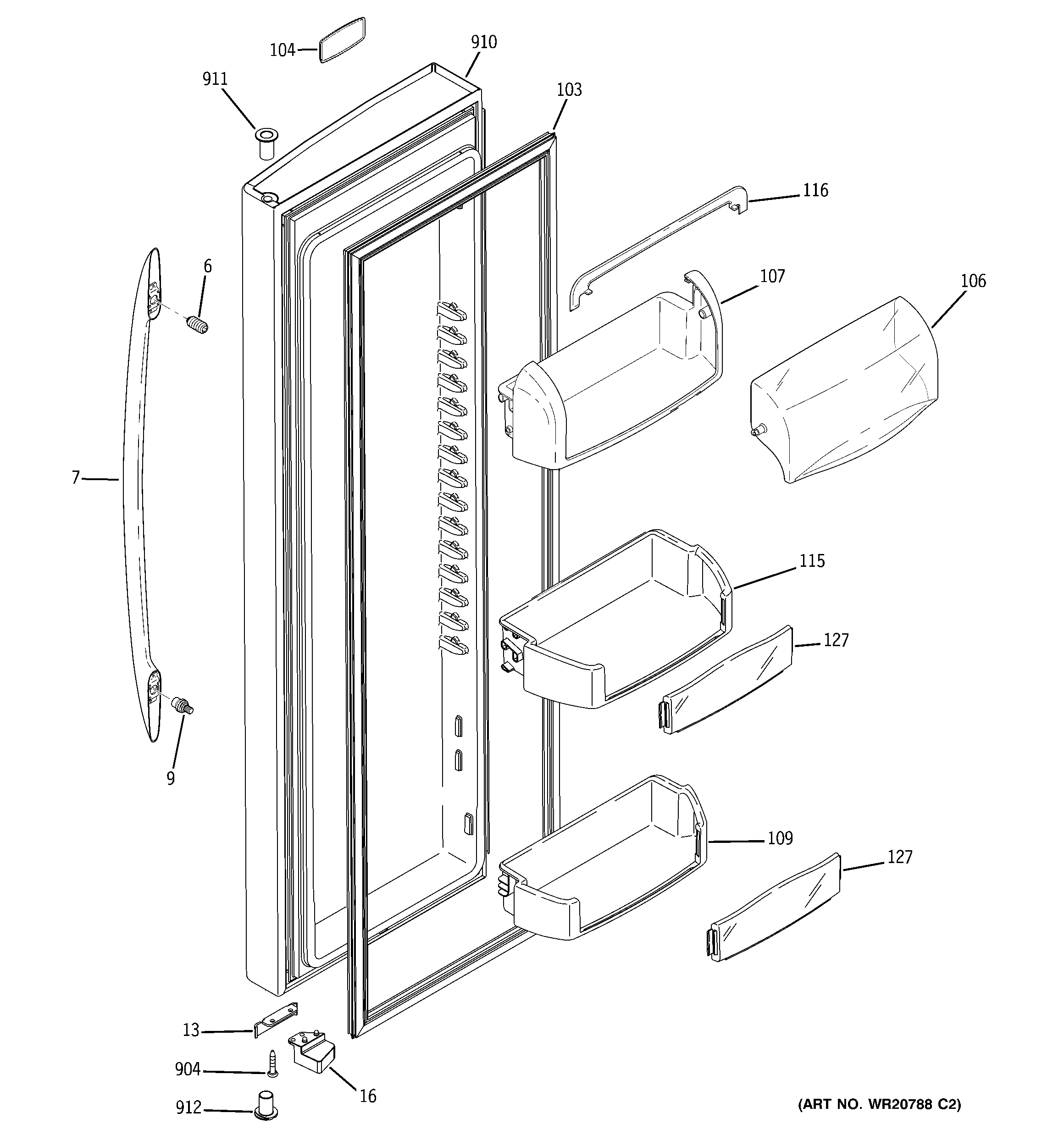 GE PSHS6MGZBESS fresh food door diagram