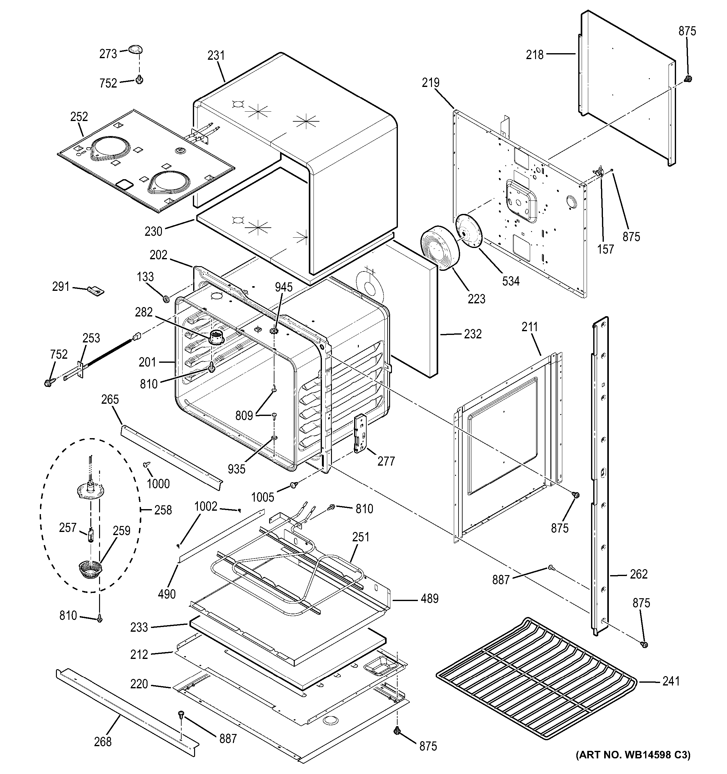 GE JTP75DP3WW lower oven diagram