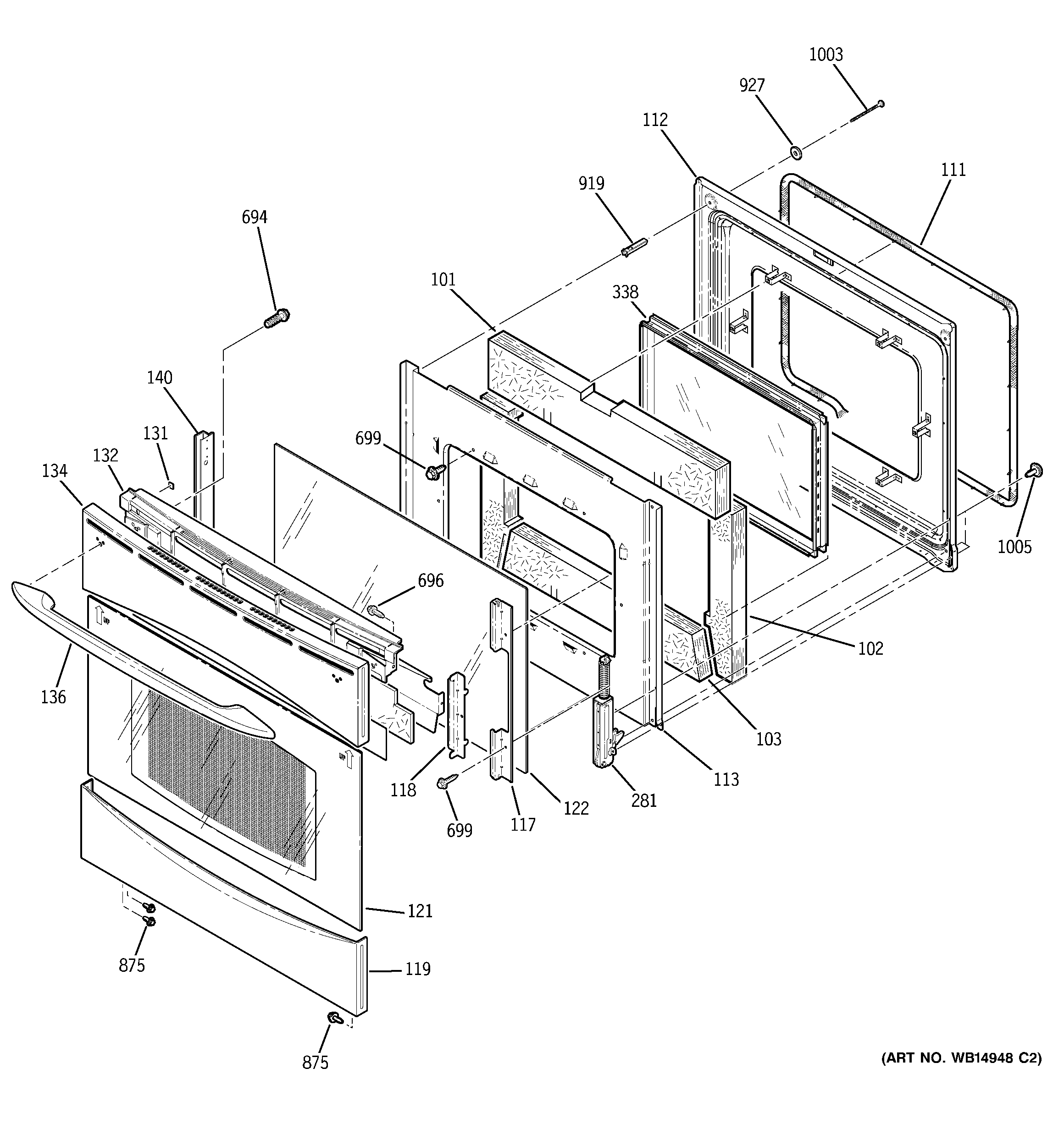 GE PB915ST1SS door diagram