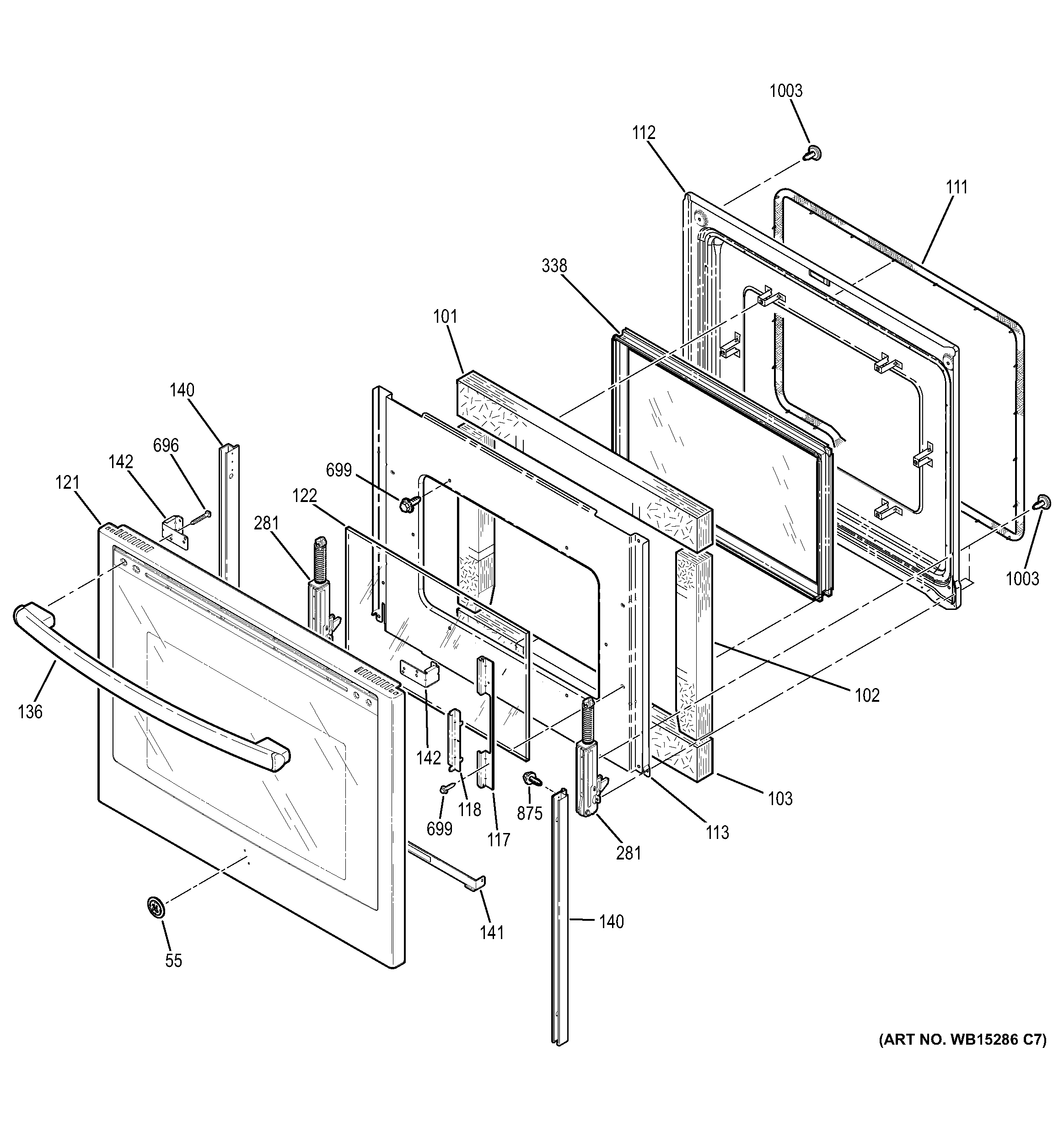 GE JB750DF2CC door diagram