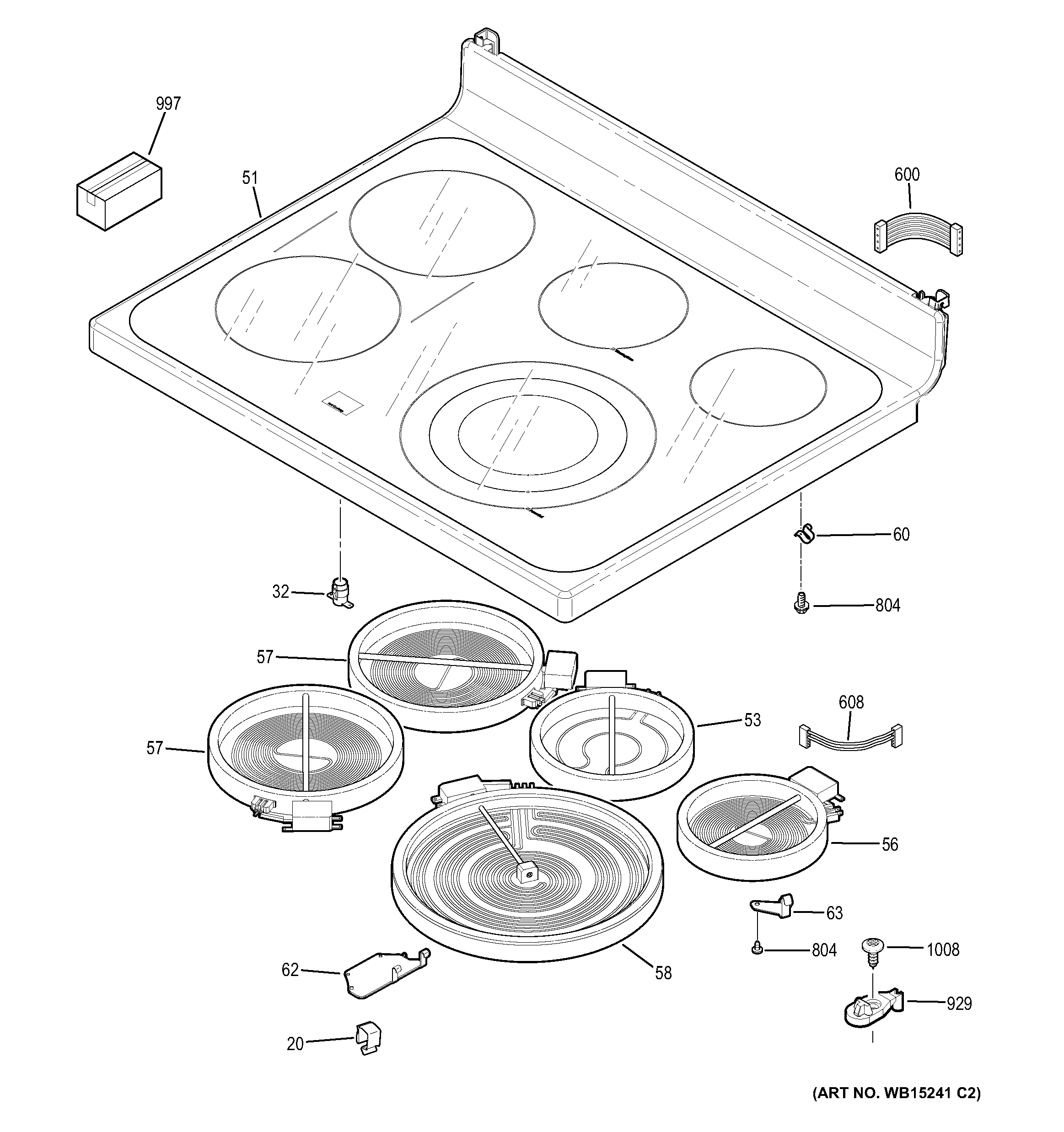 GE JB870SF2SS cooktop diagram