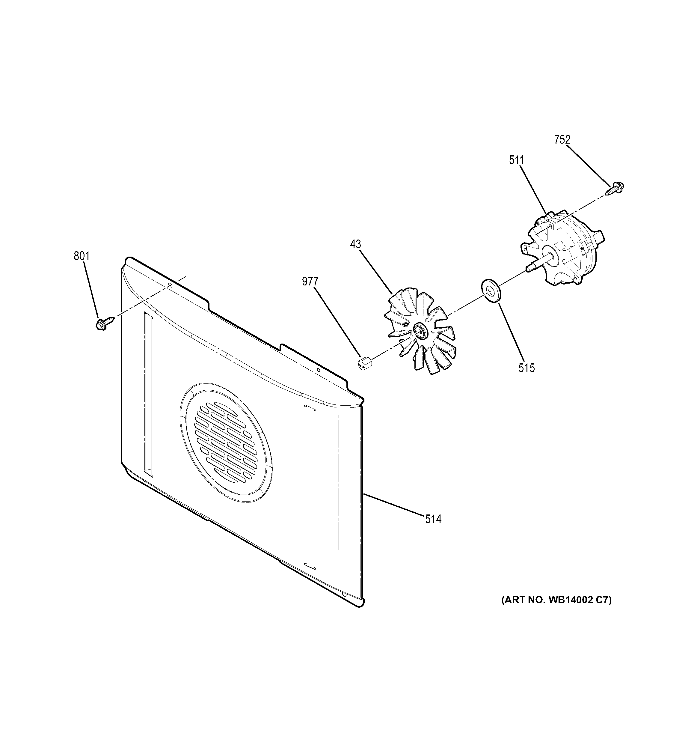GE JB870SF2SS convection fan diagram