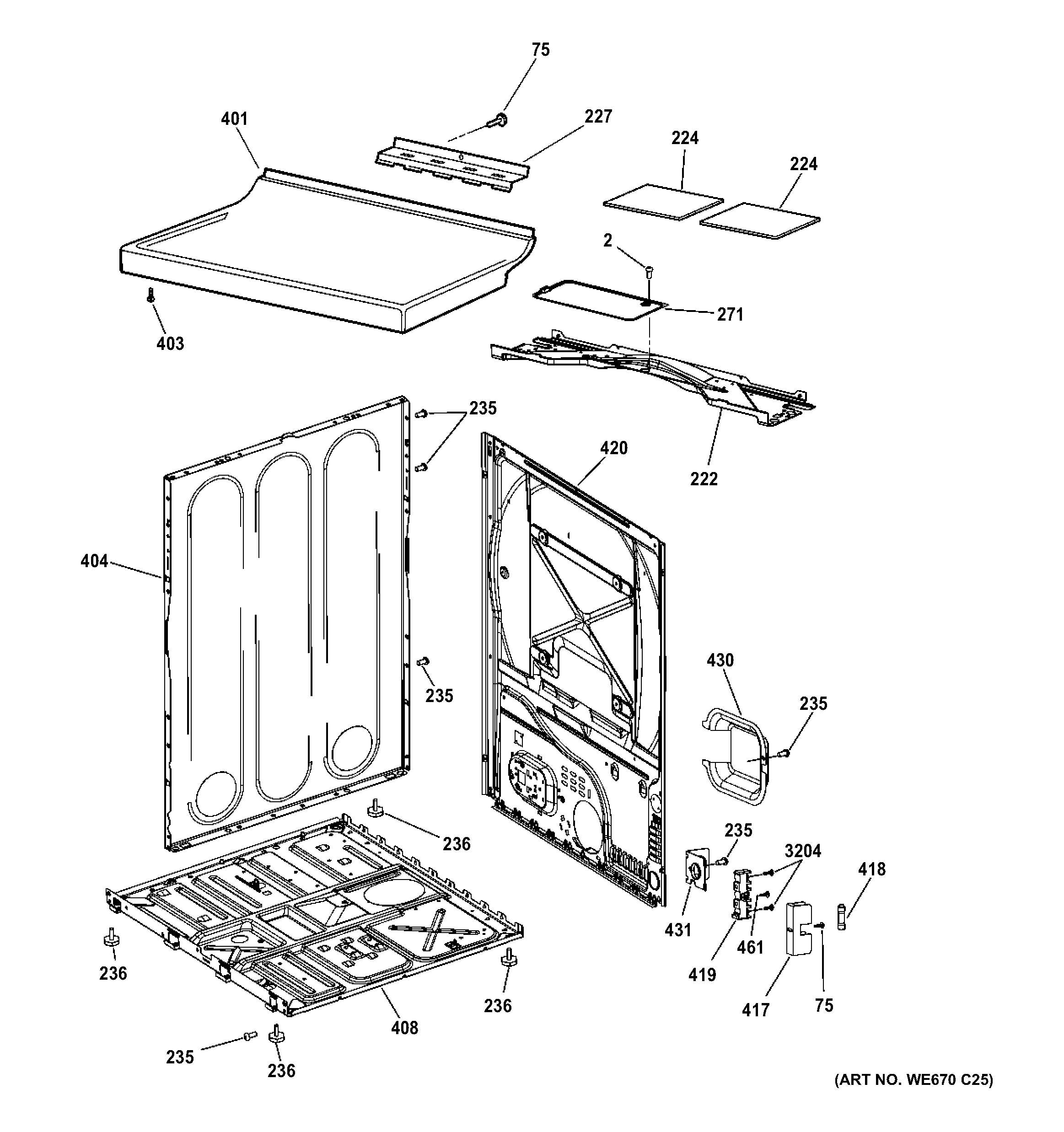 GE DNCD450EGBWC cabinet diagram