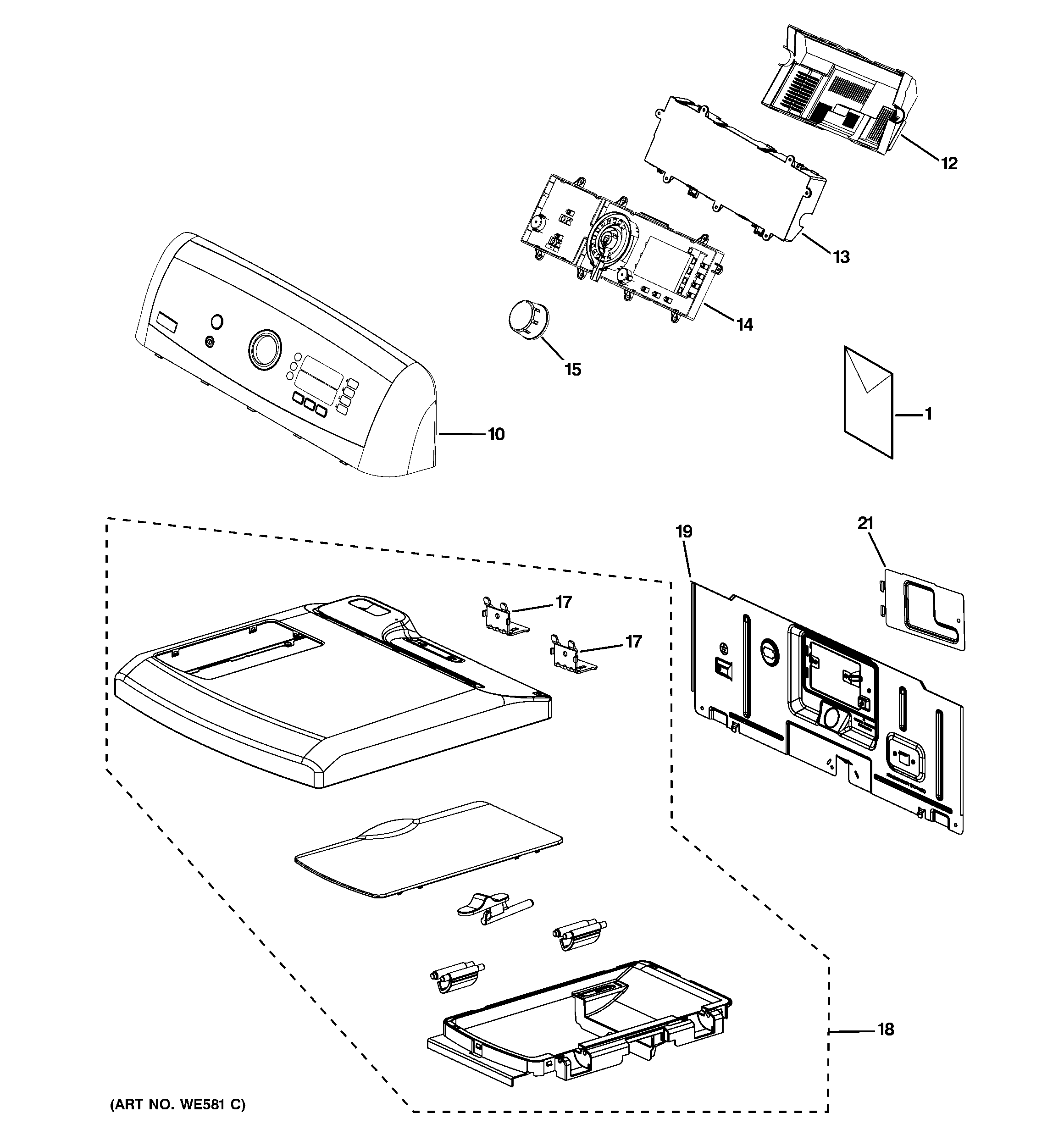GE PTDS855GM0MS controls & top panel diagram
