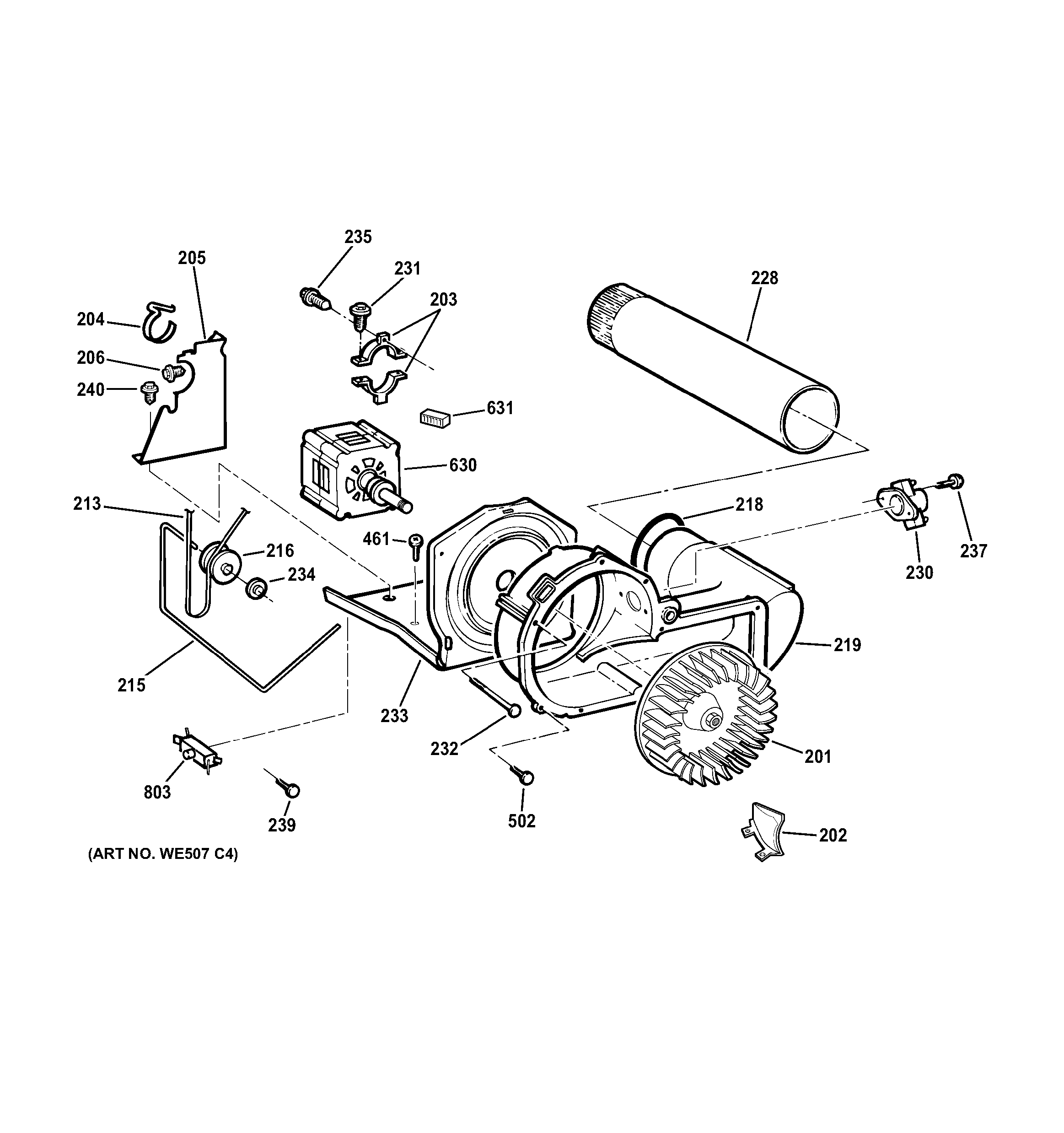 GE DMCD330GJ3WC blower & motor assembly diagram
