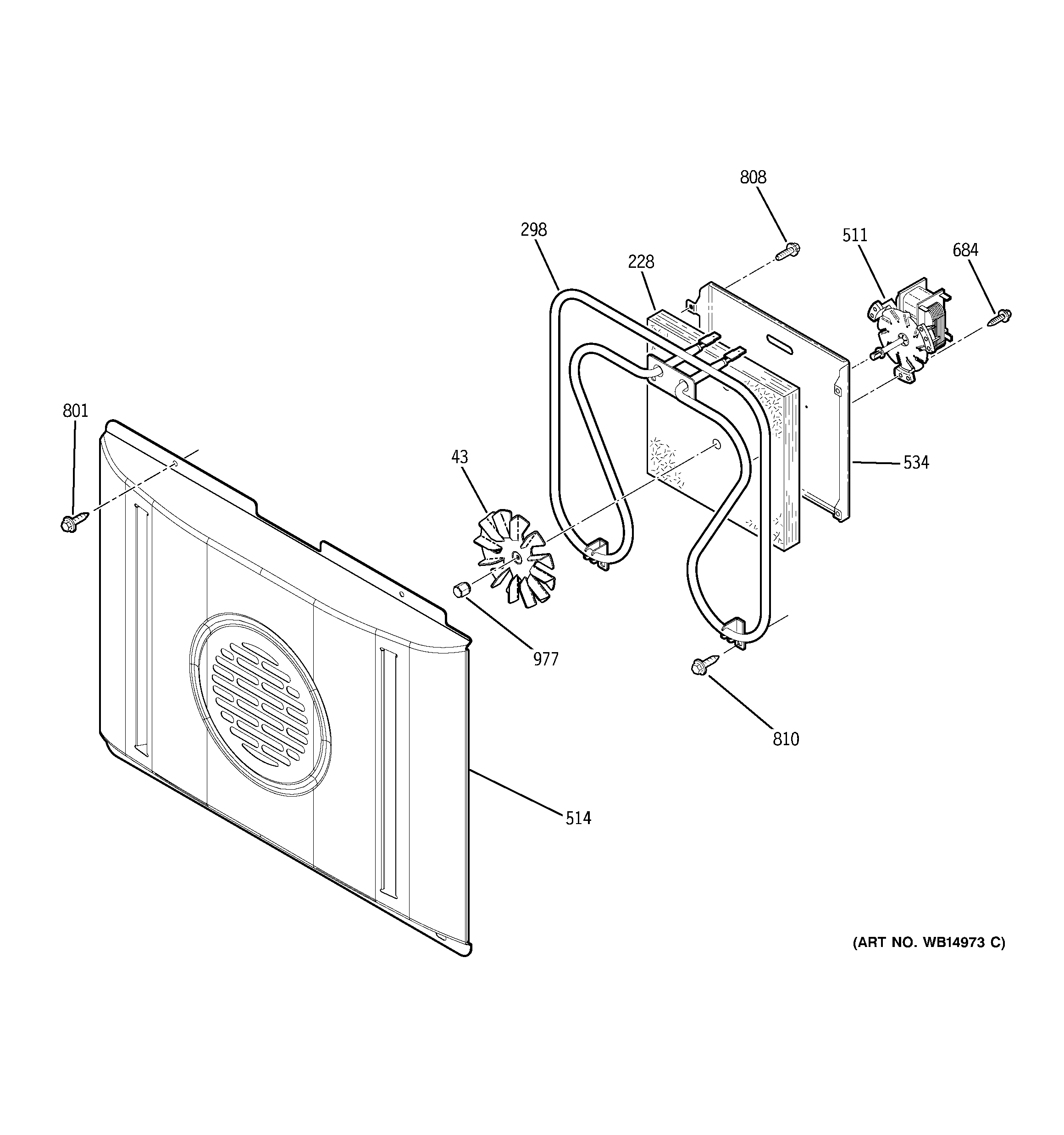 GE JB840DP2BB convection fan diagram